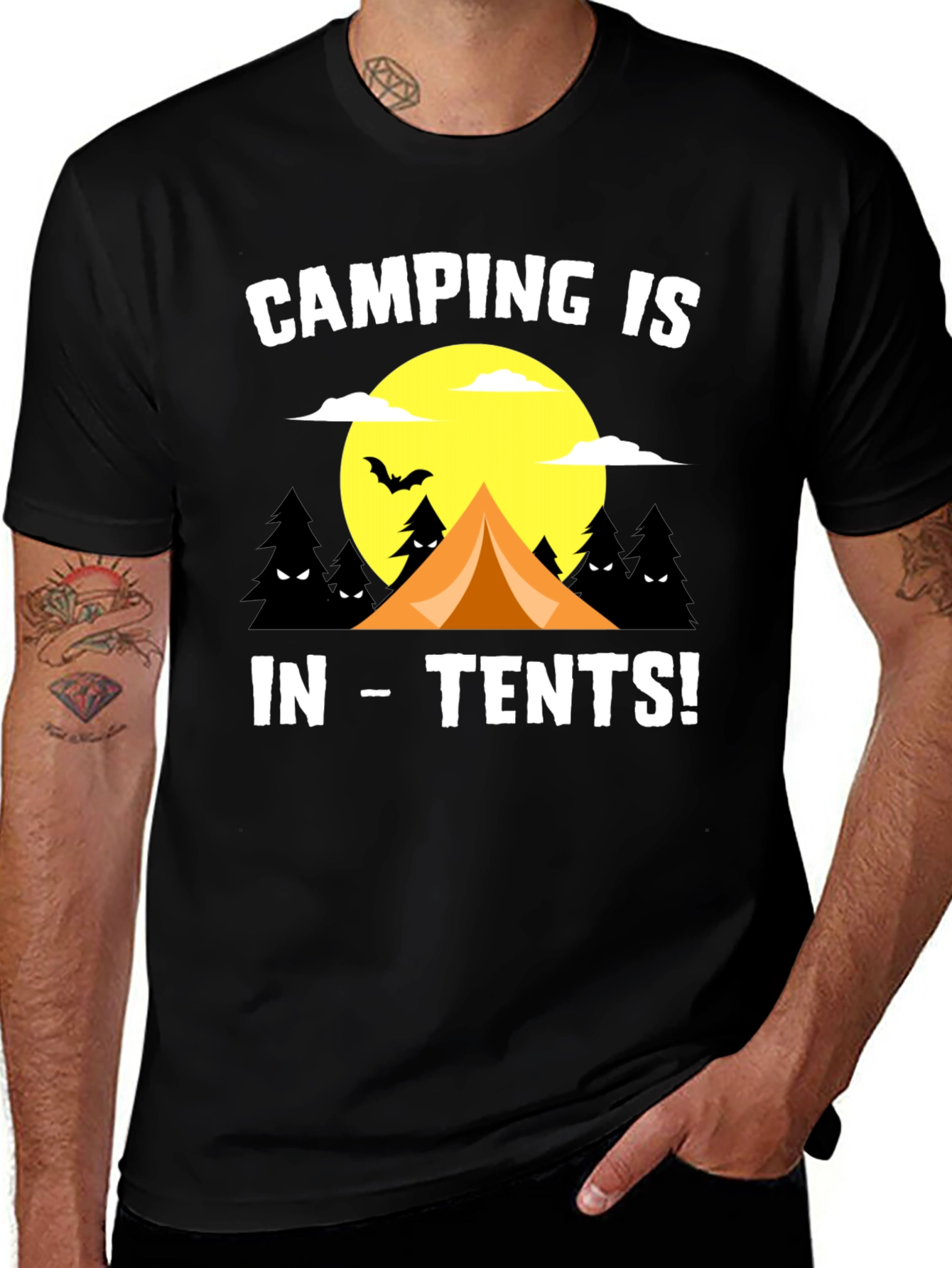 Variant 20 of Camping Is In-Tents! Black Graphic Tee