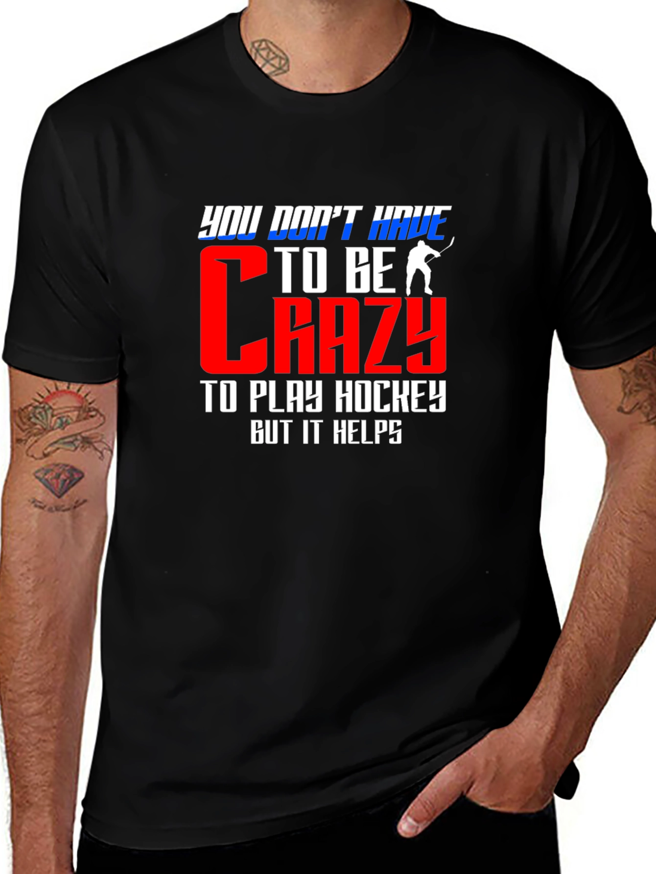 Variant 10 of Crazy Hockey Player Graphic Tee Shirt