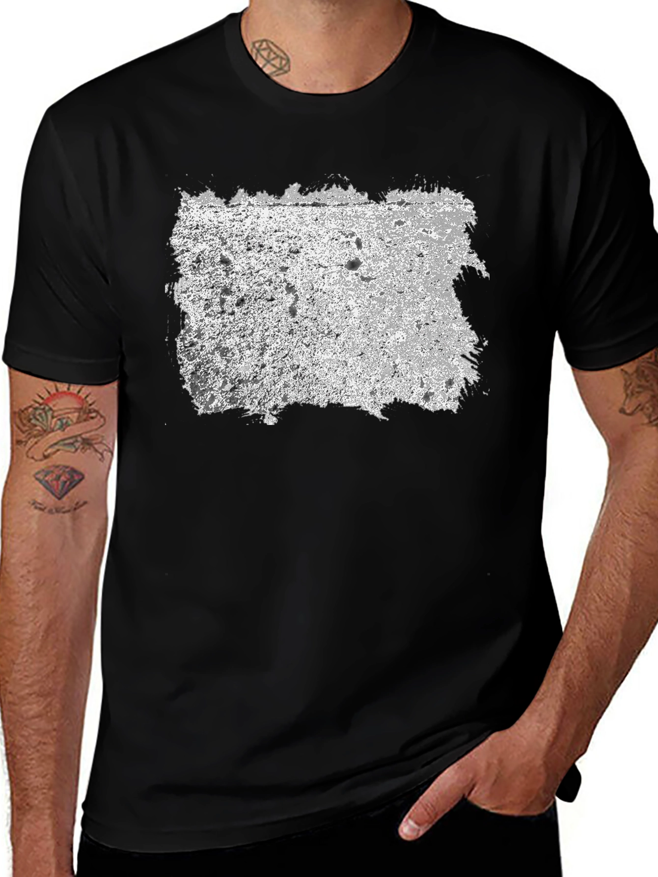 Variant 3 of Textured Graphic Print Crew Neck T-Shirt