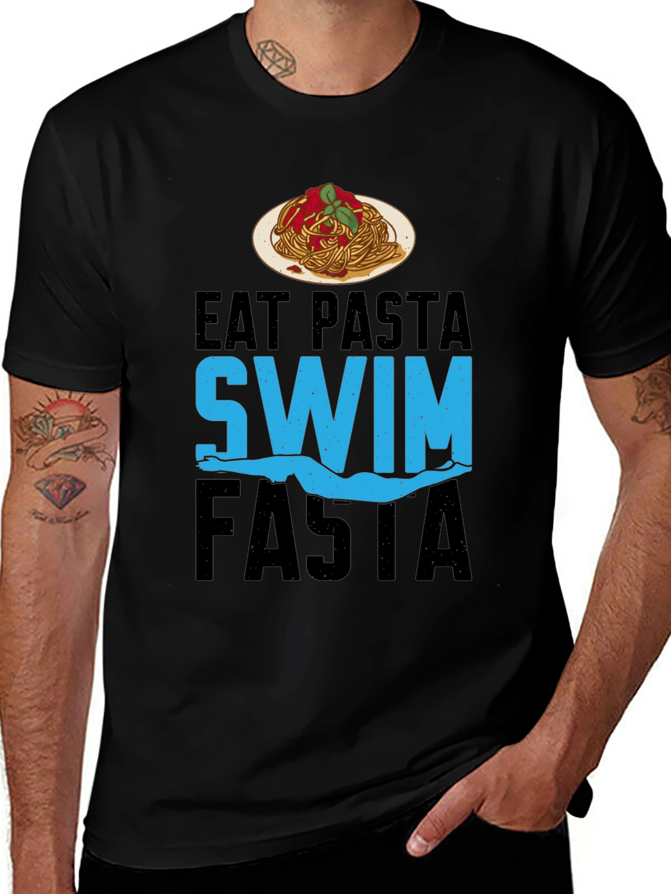 Variant 24 of Eat Pasta Swim Fasta T-Shirt - Swimmer's Delight!
