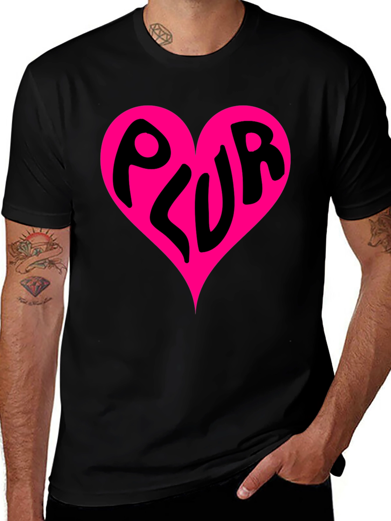 PLUR Heart Graphic Black T-Shirt
