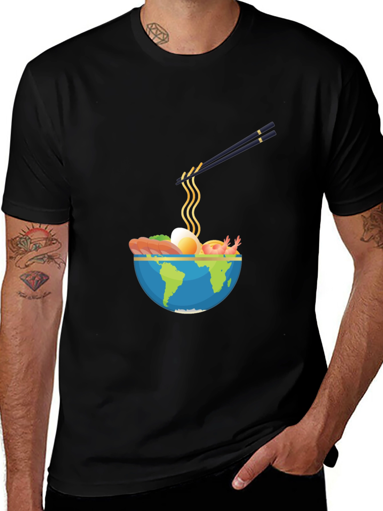 Variant 27 of Global Noodle Bowl T-Shirt - Worldwide Cuisine Tee