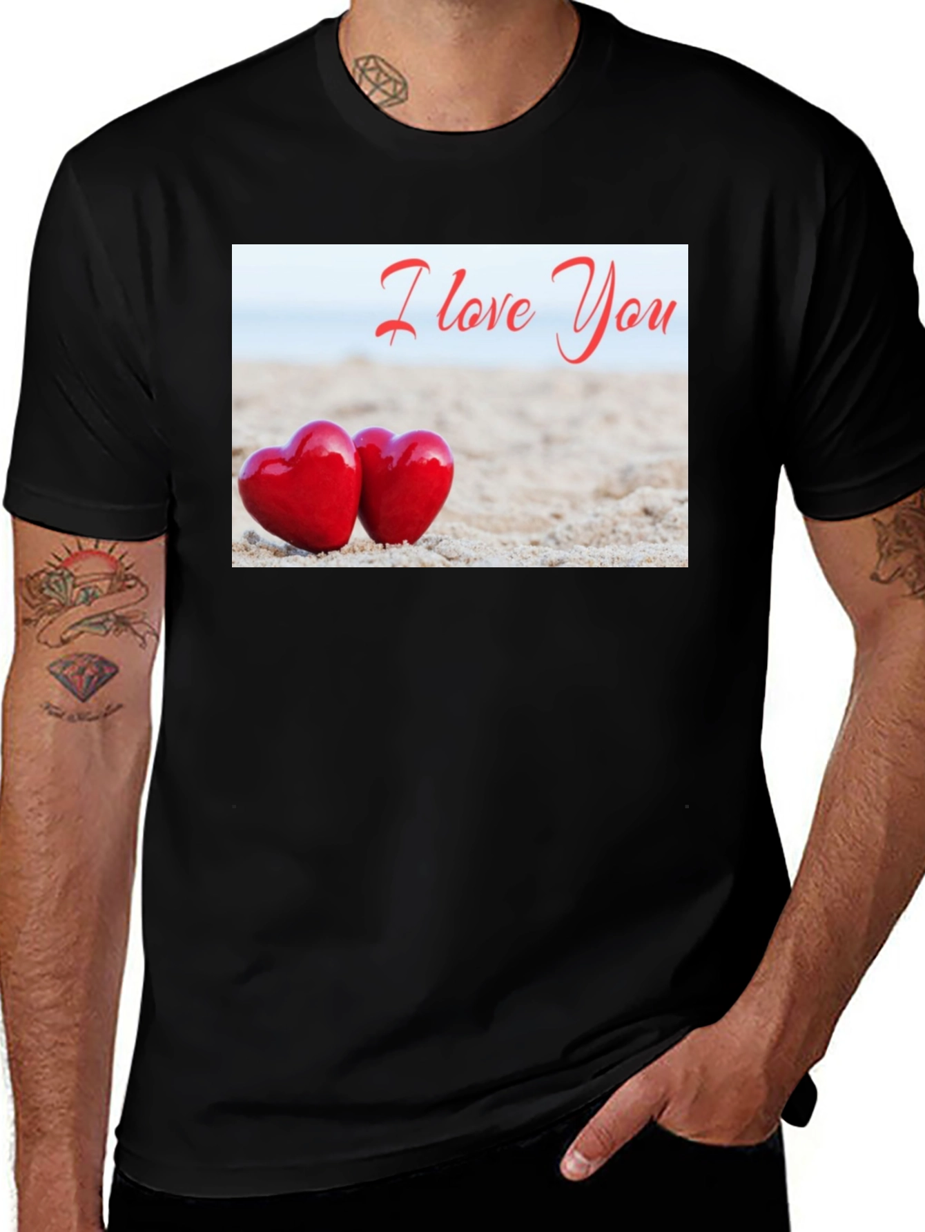 I Love You Heart Beach T-Shirt