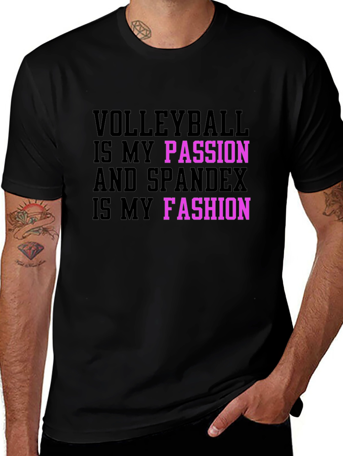 Black Volleyball Passion Spandex Fashion T-Shirt main image