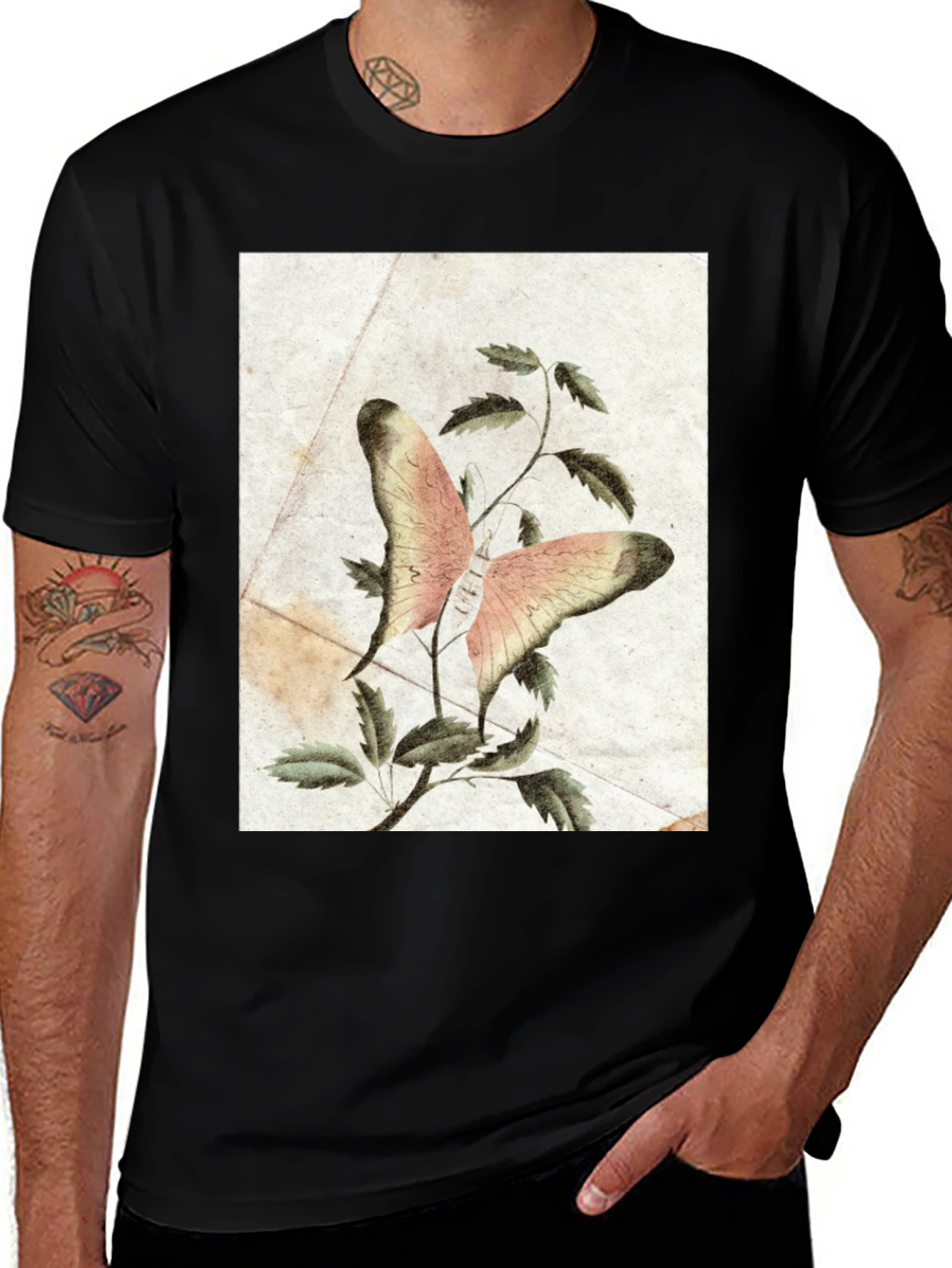 Variant 27 of Butterfly Botanical Print T-Shirt