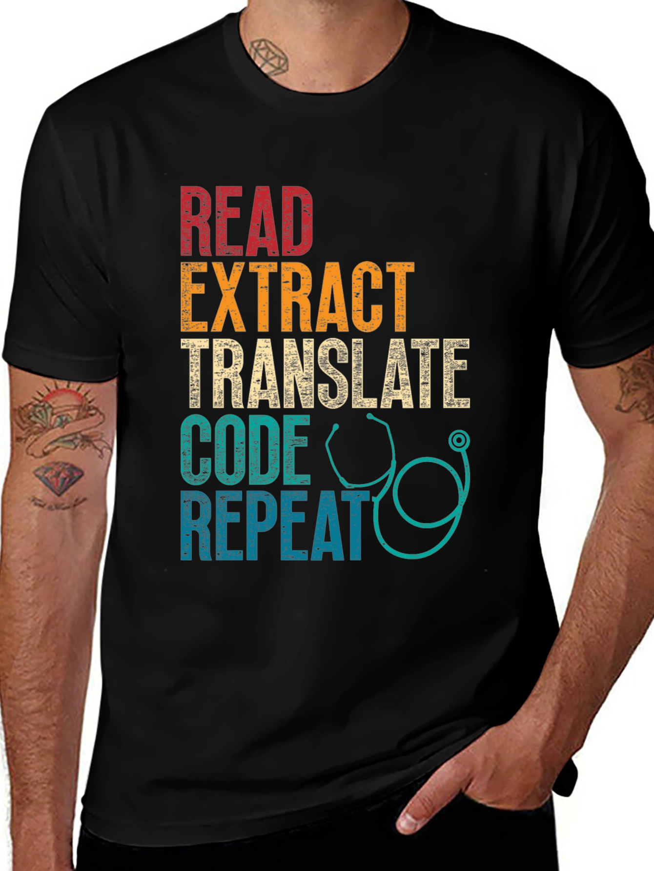 Read Extract Translate Code Repeat Graphic Tee