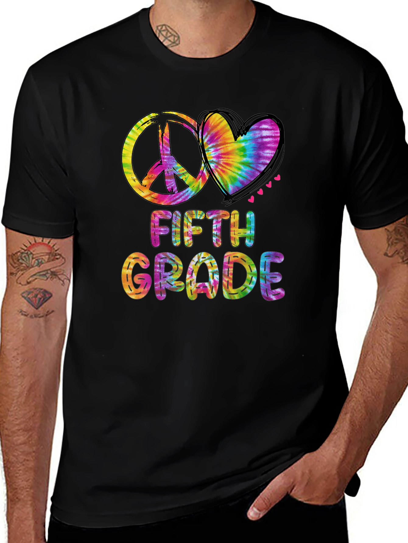 Tie Dye Fifth Grade Peace & Love T-Shirt