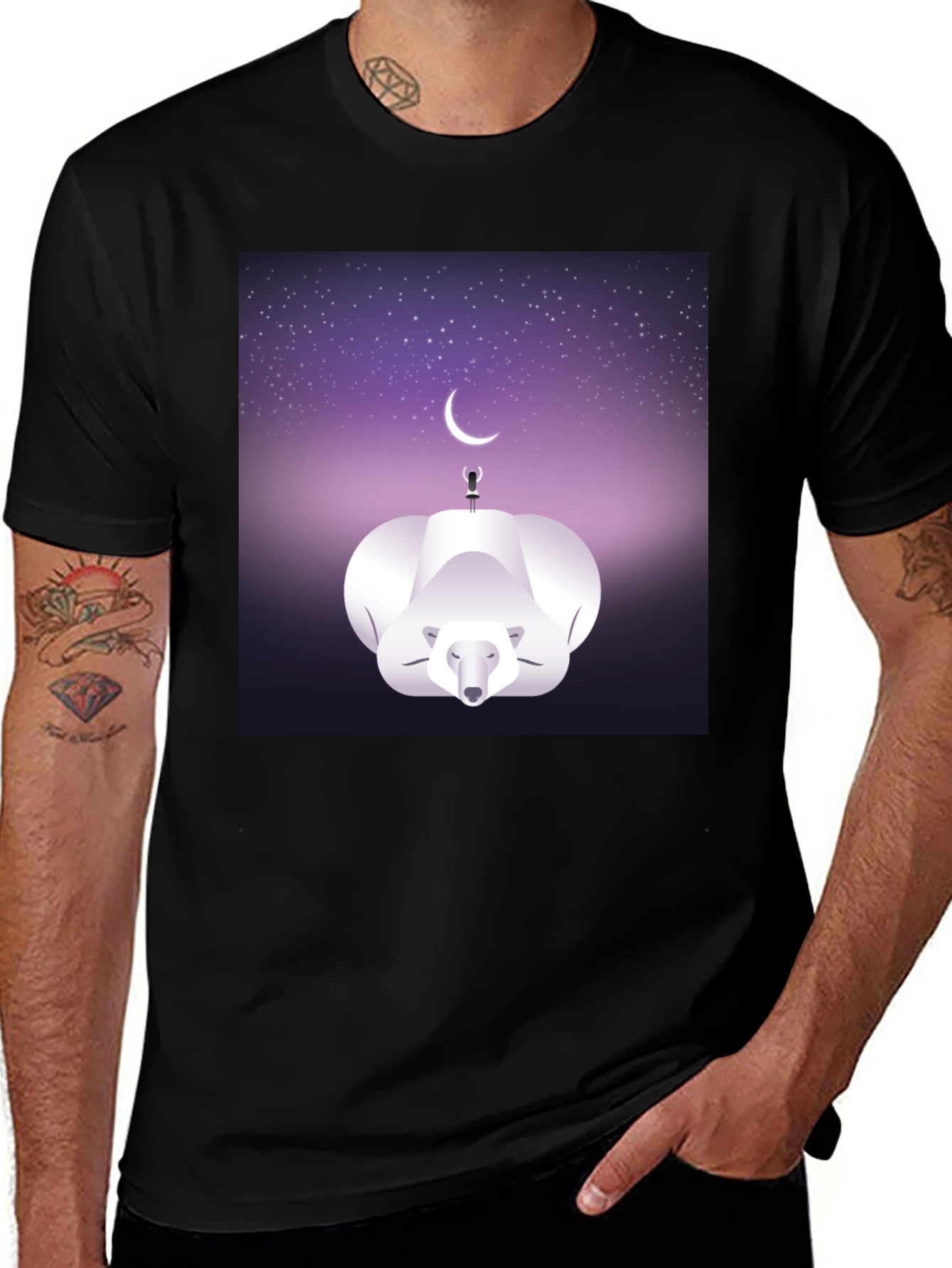 Variant 19 of Celestial Polar Bear Graphic Tee