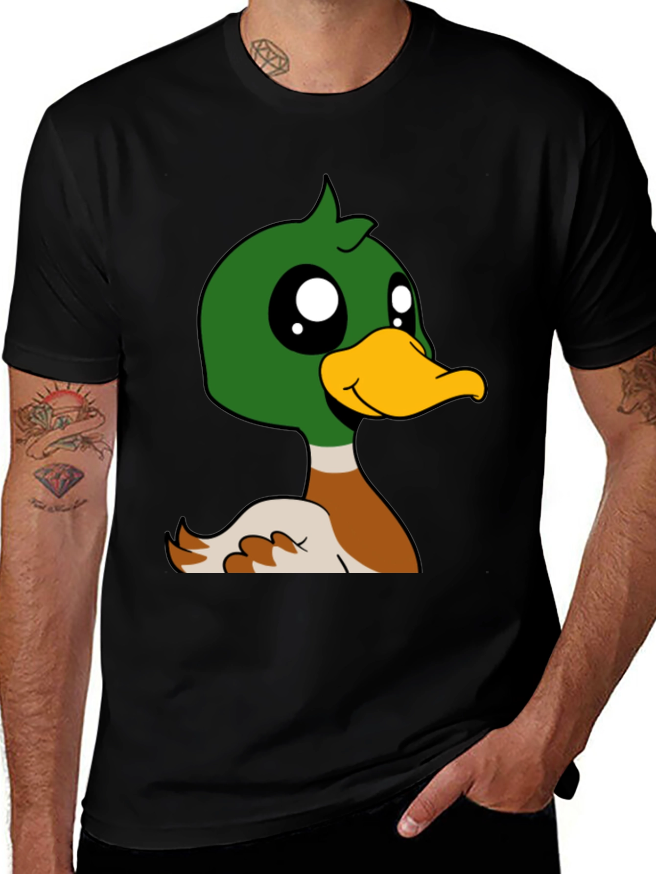 Black Duck Cartoon Graphic Black T-Shirt main image