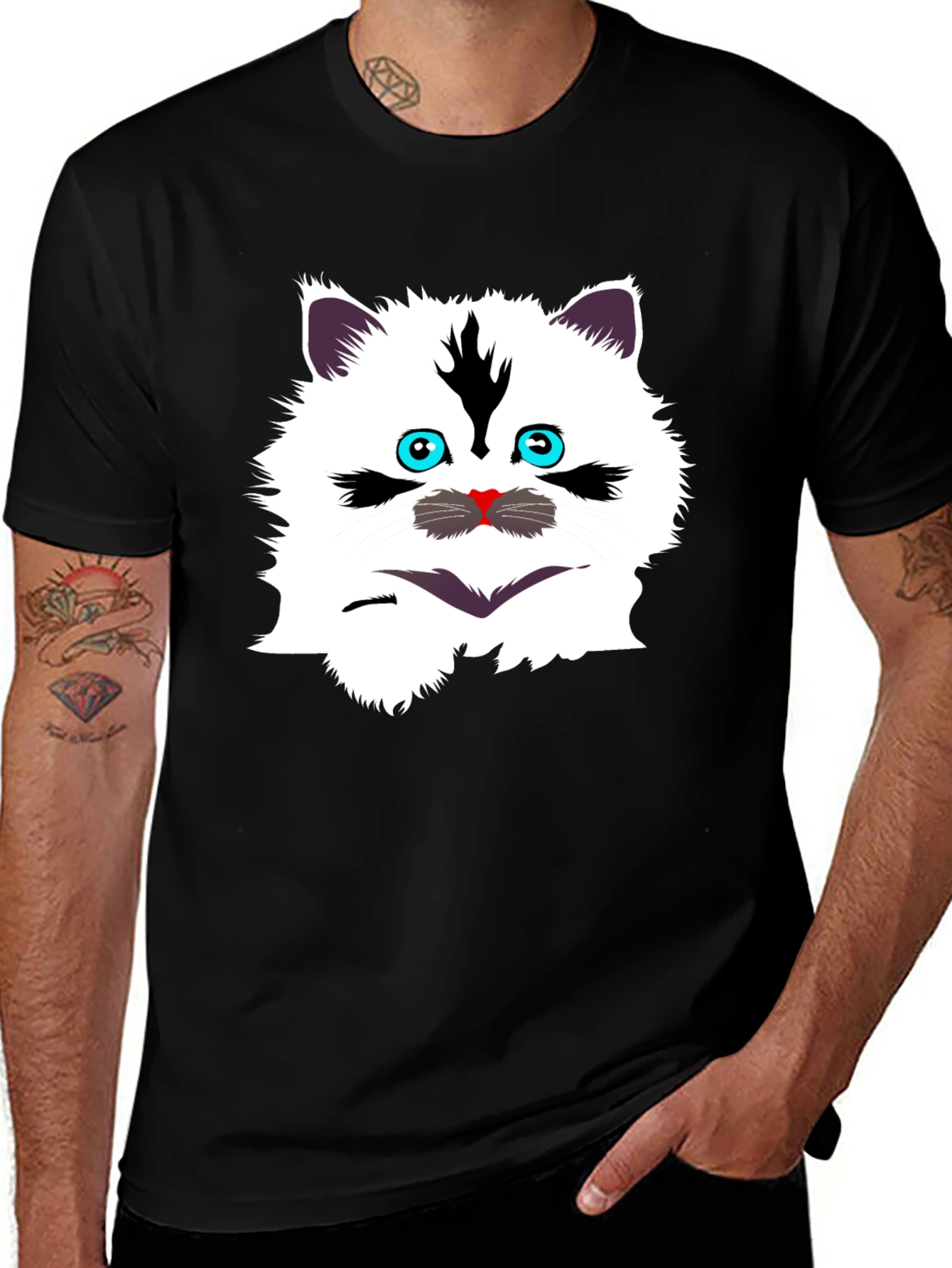 Variant 30 of Funny Cat Graphic Tee - Black T-Shirt