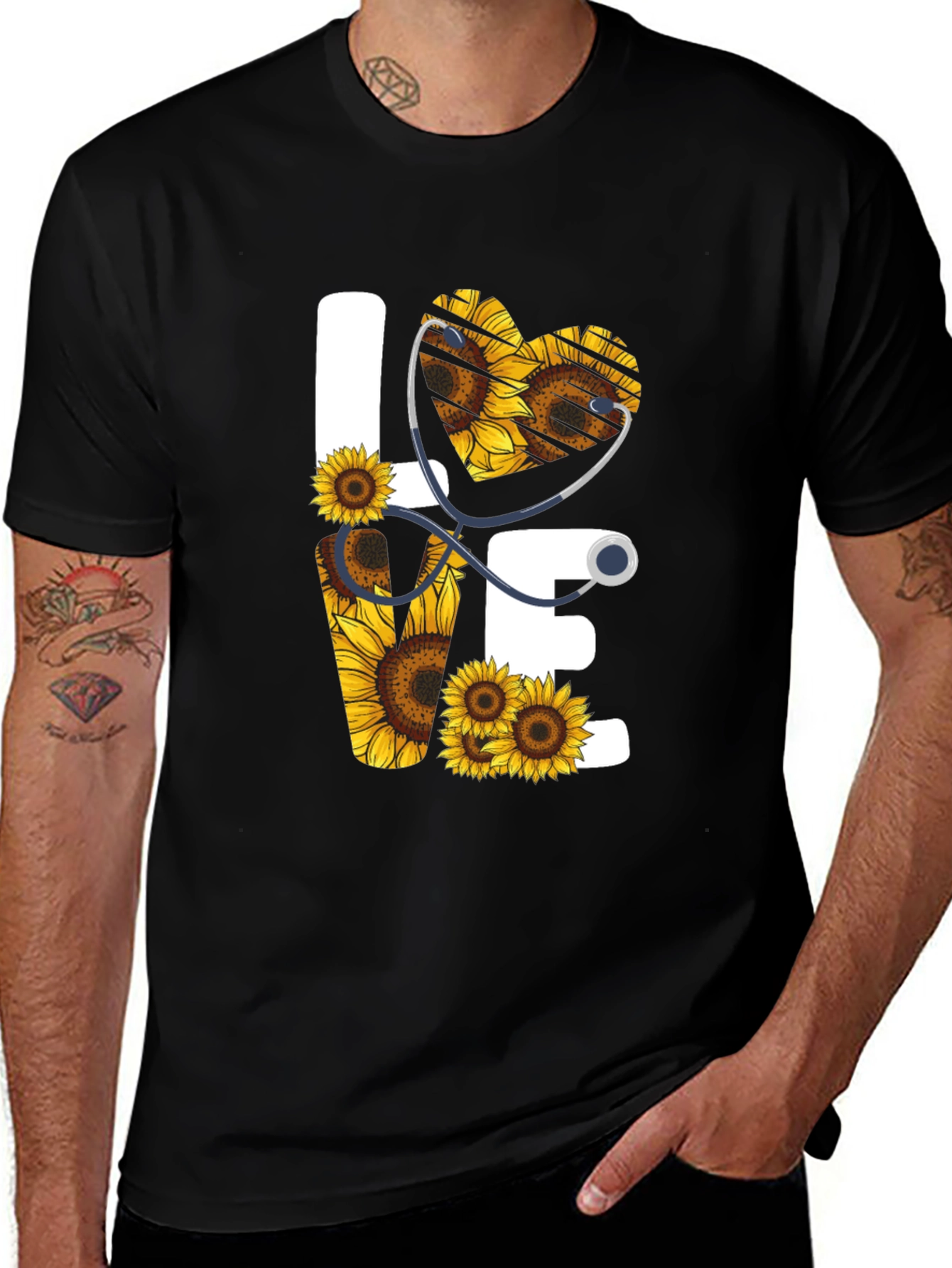 Variant 22 of Sunflower Heart Stethoscope Graphic Tee