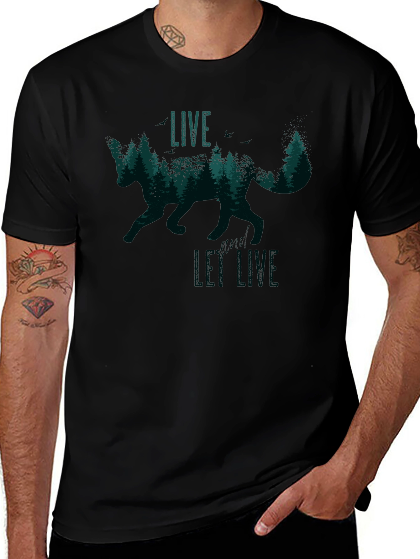 Variant 19 of Live and Let Live Fox Graphic T-Shirt