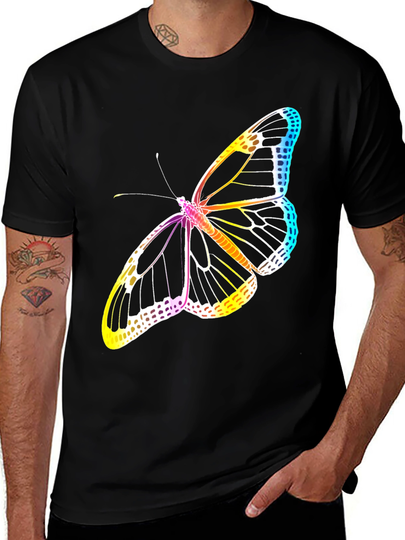 Variant 18 of Butterfly Graphic Tee - Men's Black T-Shirt