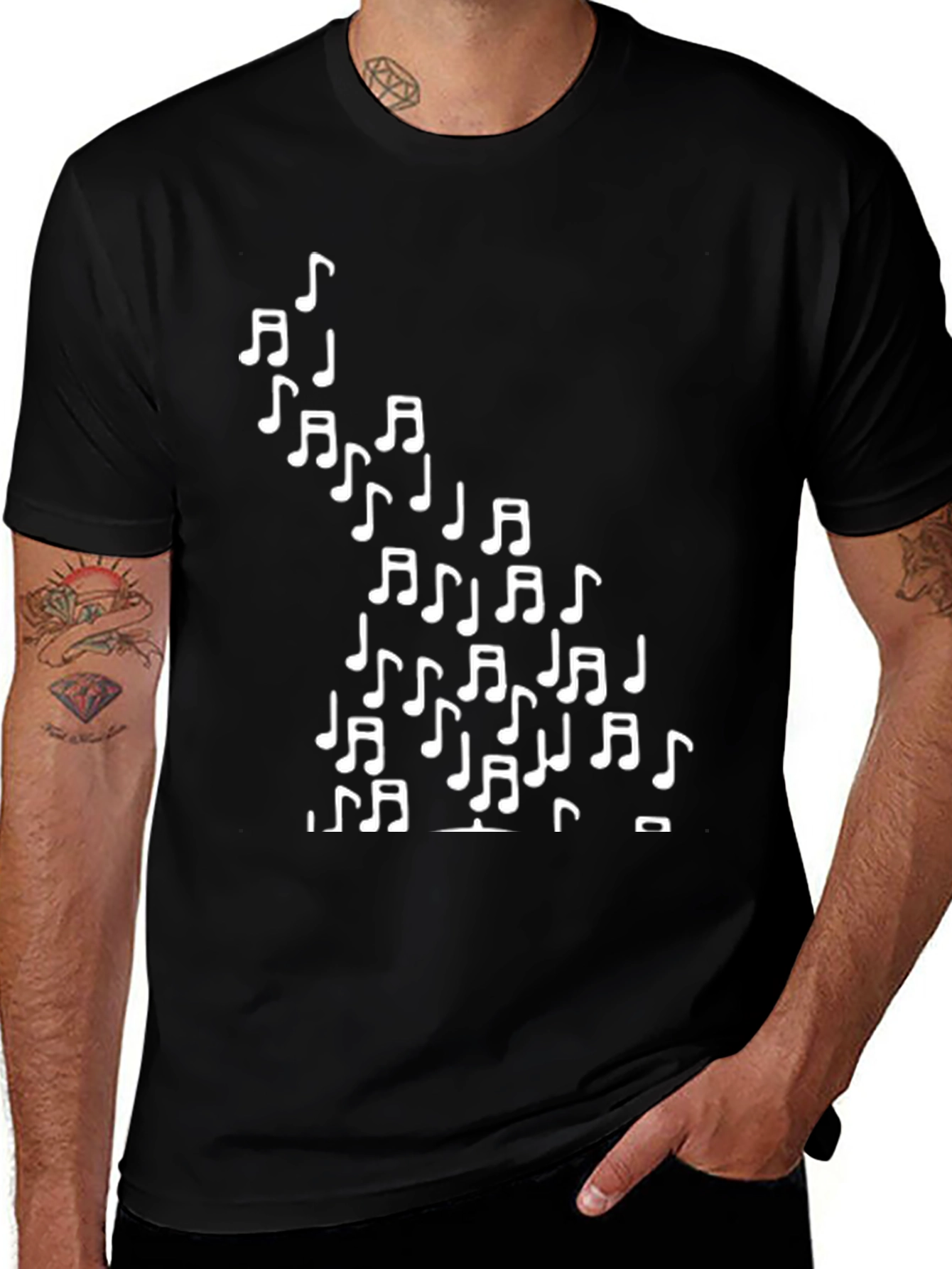 Variant 7 of Music Notes T-Shirt - Casual Black Tee