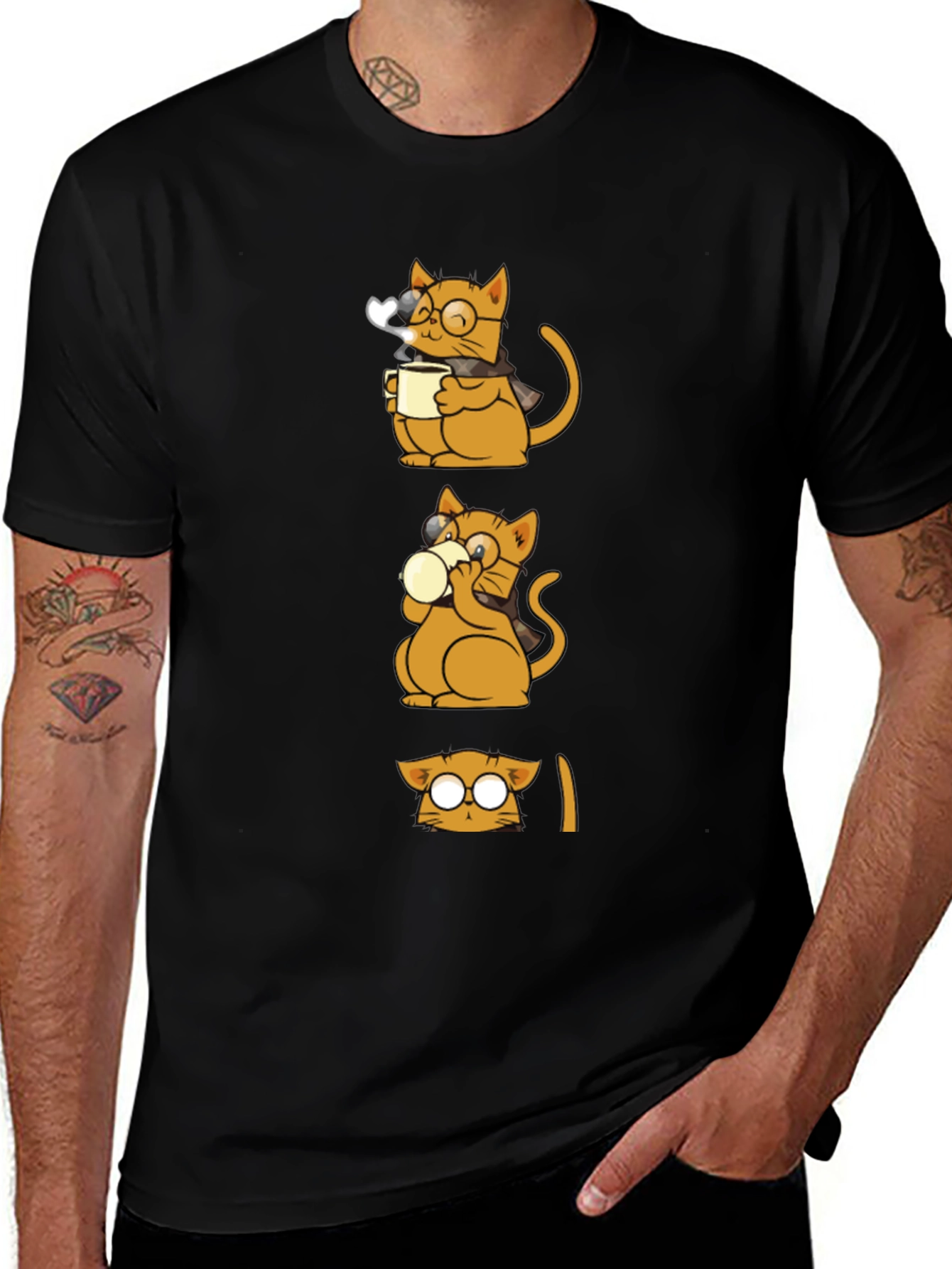 Variant 21 of Cool Cat Coffee Lover Graphic Tee