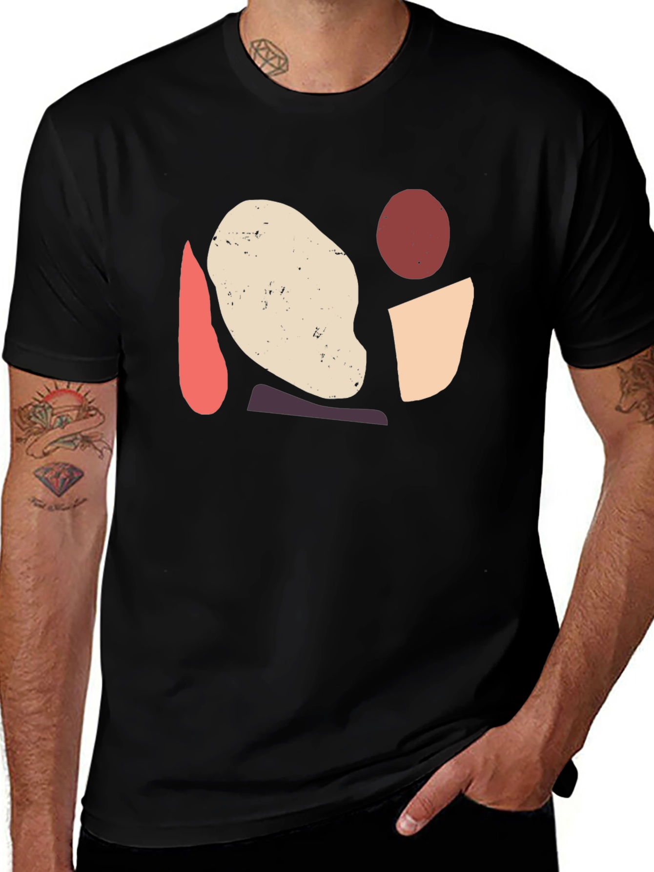 Variant 24 of Abstract Geometric Graphic Print Black T-Shirt