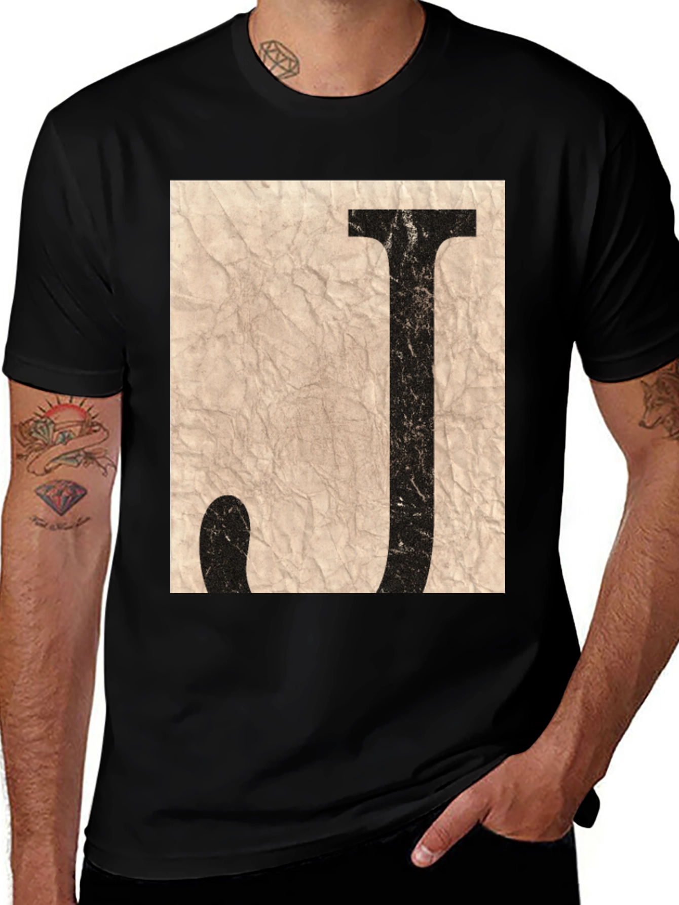 Letter J Graphic Print Crew Neck T-Shirt