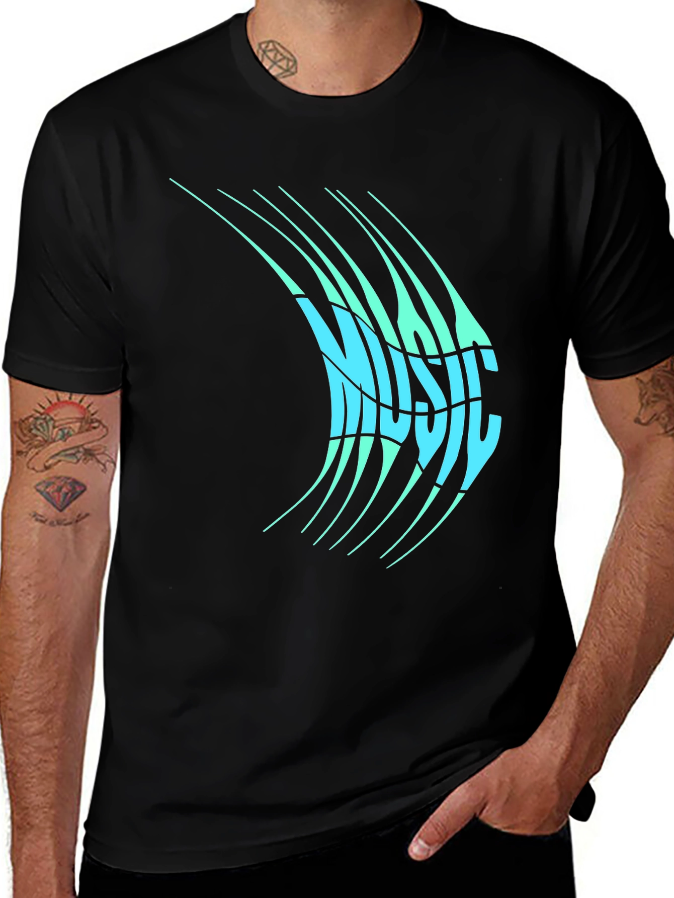 Variant 23 of Music Word Art Men's Black T-Shirt