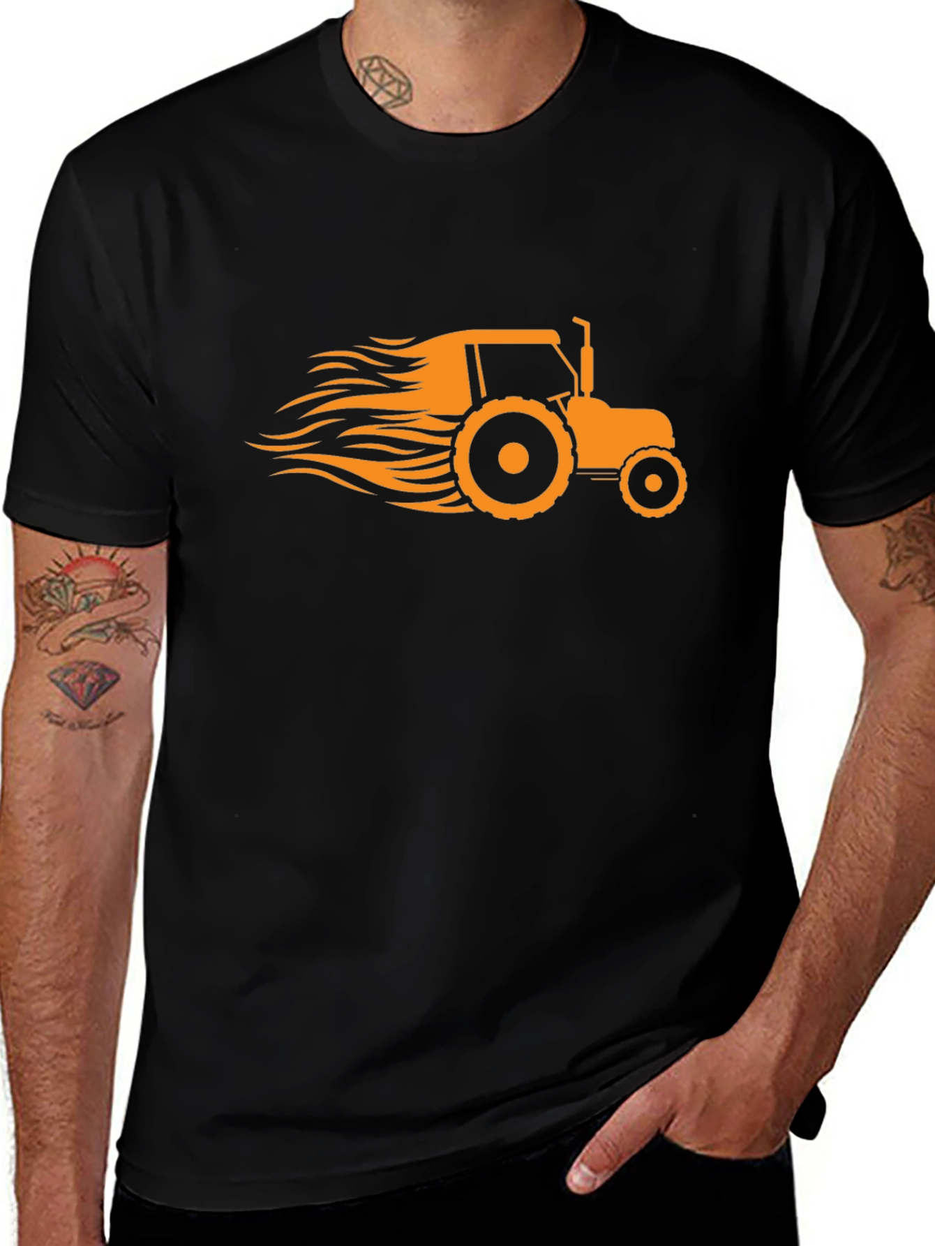 Men's Black Tractor Graphic T-Shirt