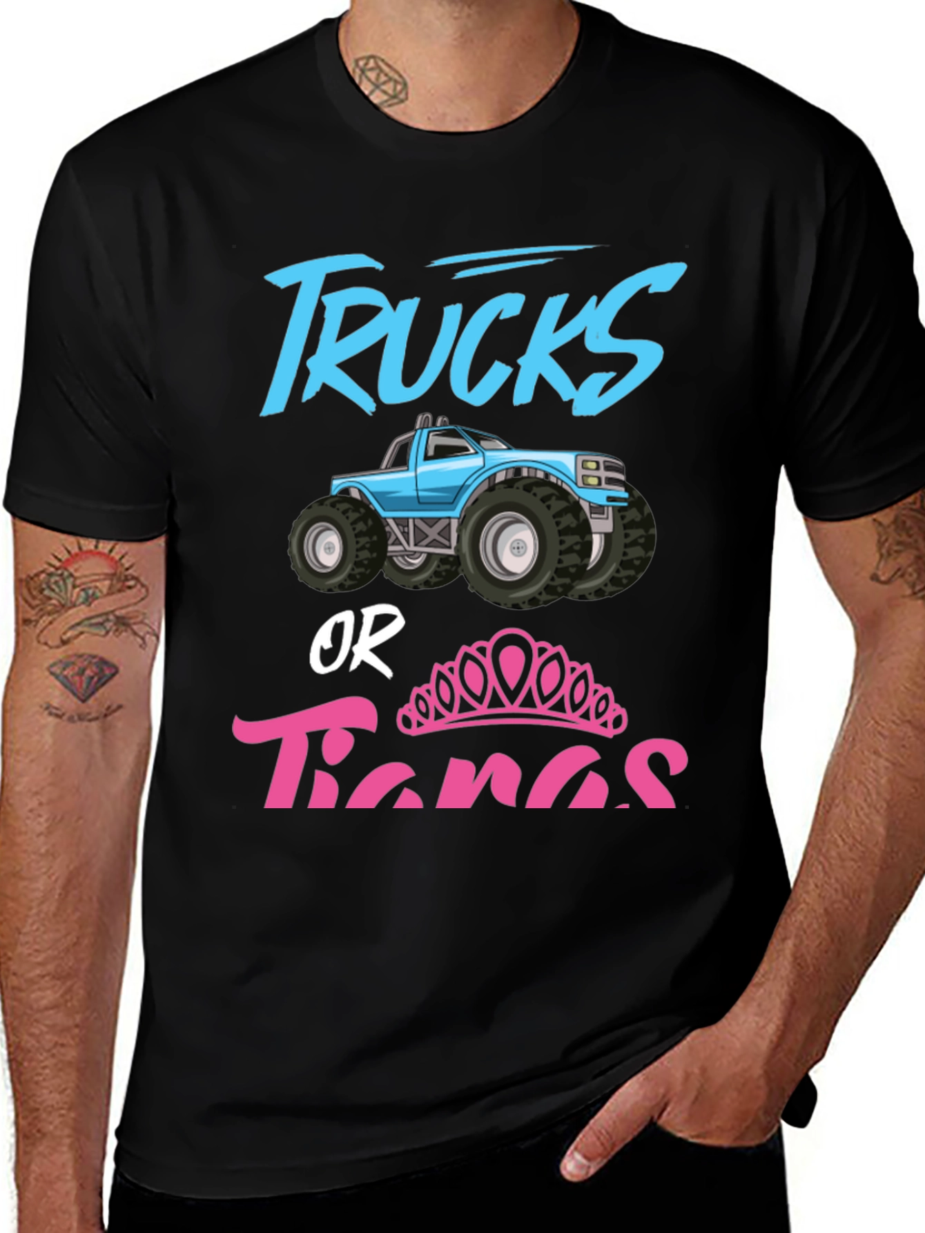 Variant 15 of Trucks or Tiaras Gender Reveal Shirt