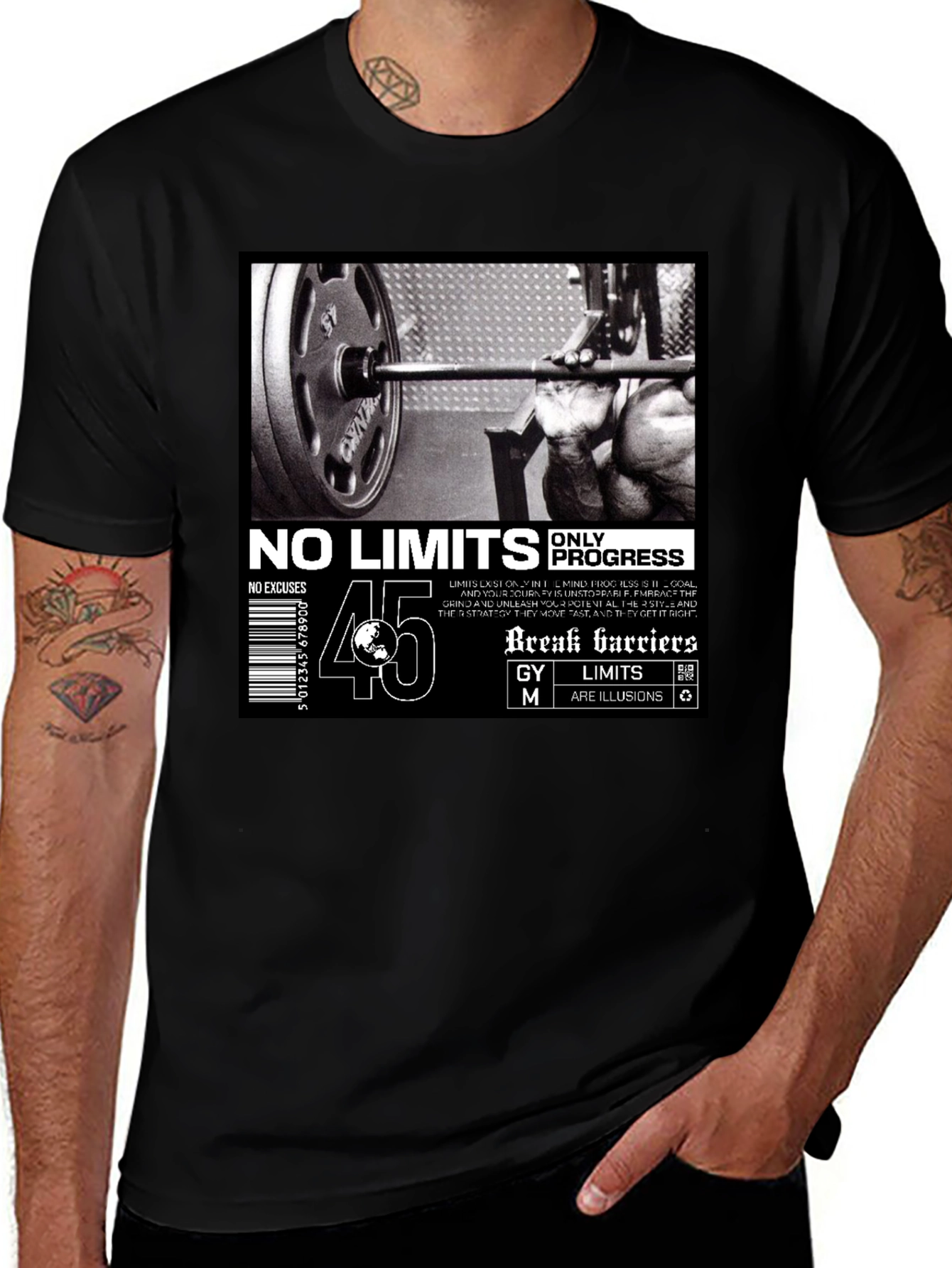 Variant 12 of No Limits Gym T-Shirt - Motivational Workout Tee