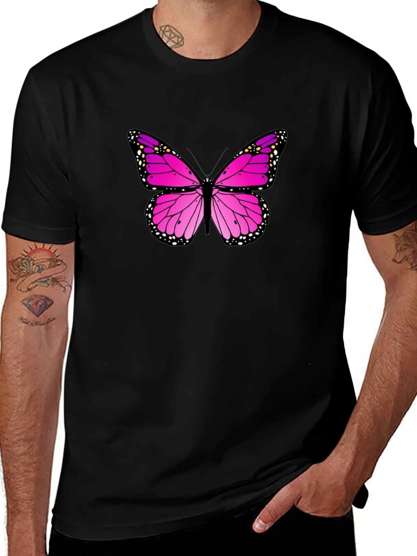 Variant 27 of Butterfly Graphic Print Black T-Shirt