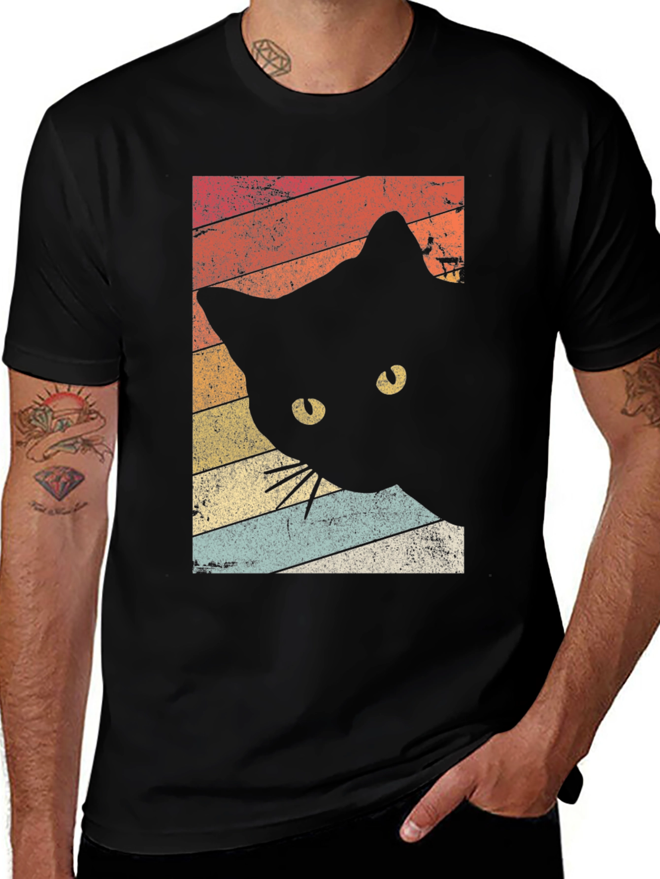 Variant 30 of Vintage Black Cat T-Shirt - Retro Style