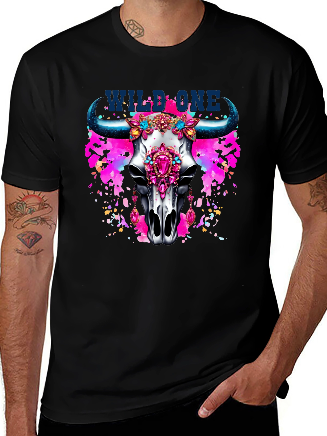 Variant 6 of Wild One Bull Skull Graphic T-Shirt