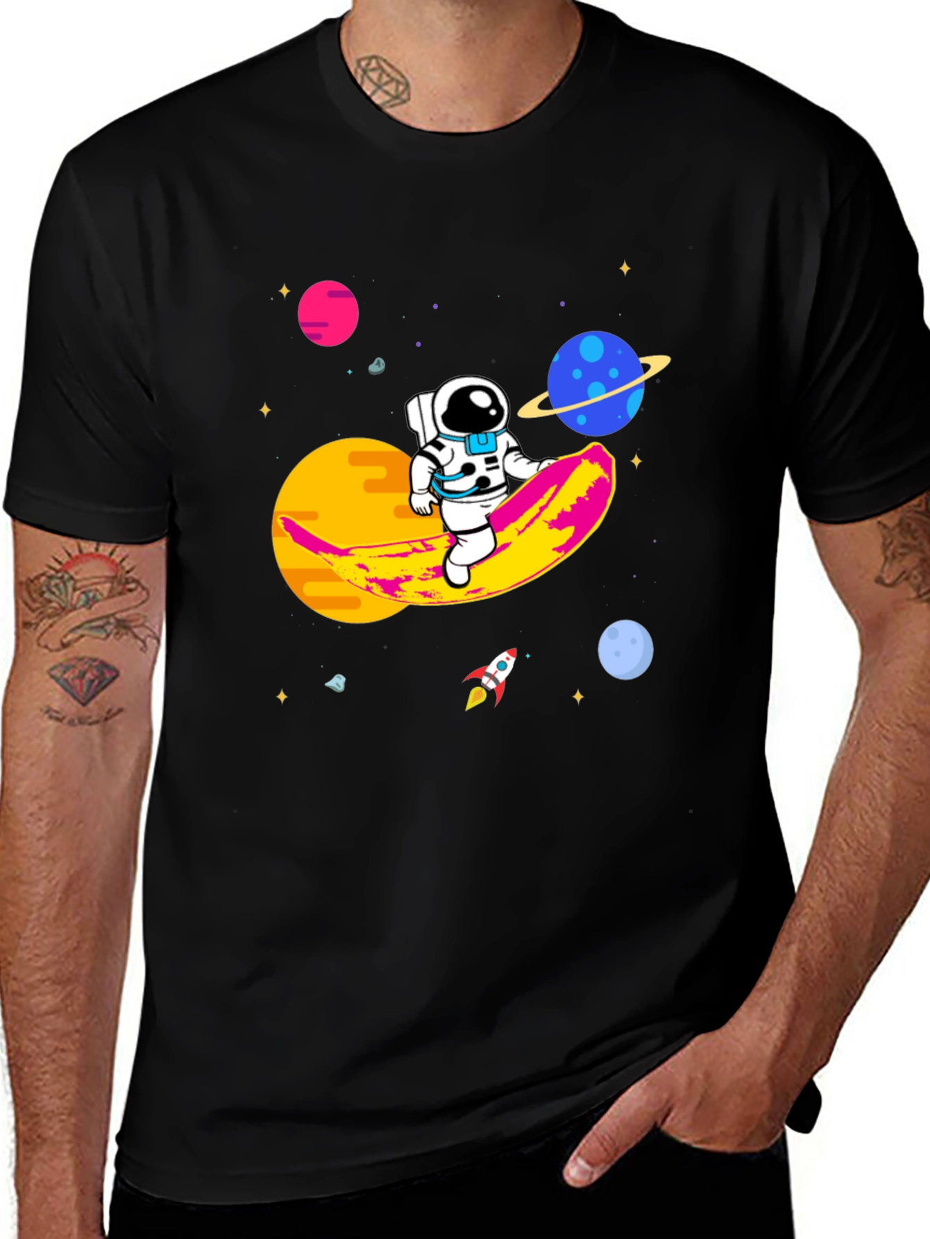Variant 27 of Astronaut Banana Ride Graphic Tee