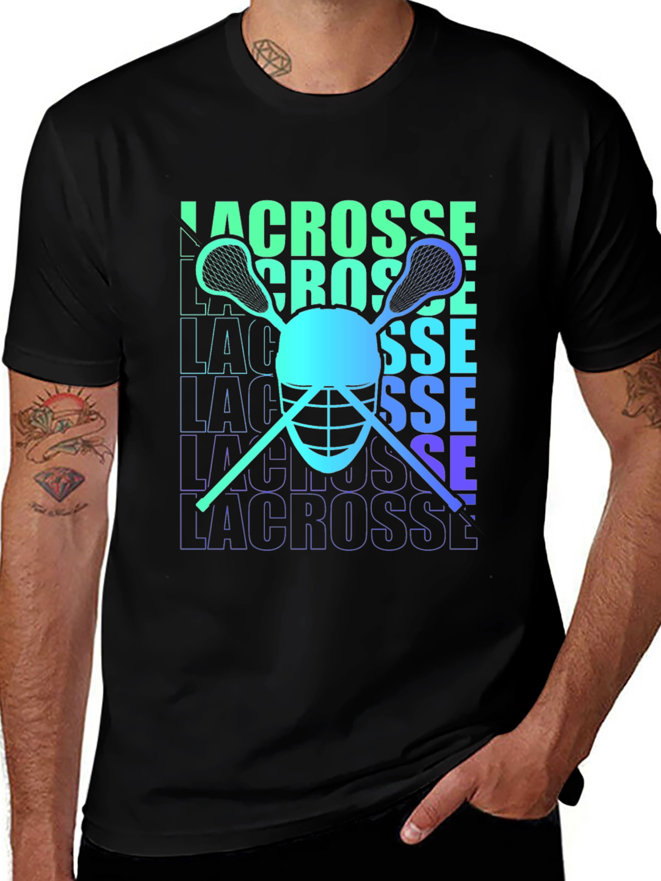 Variant 4 of Lacrosse Graphic Tee - Gradient Sports Shirt