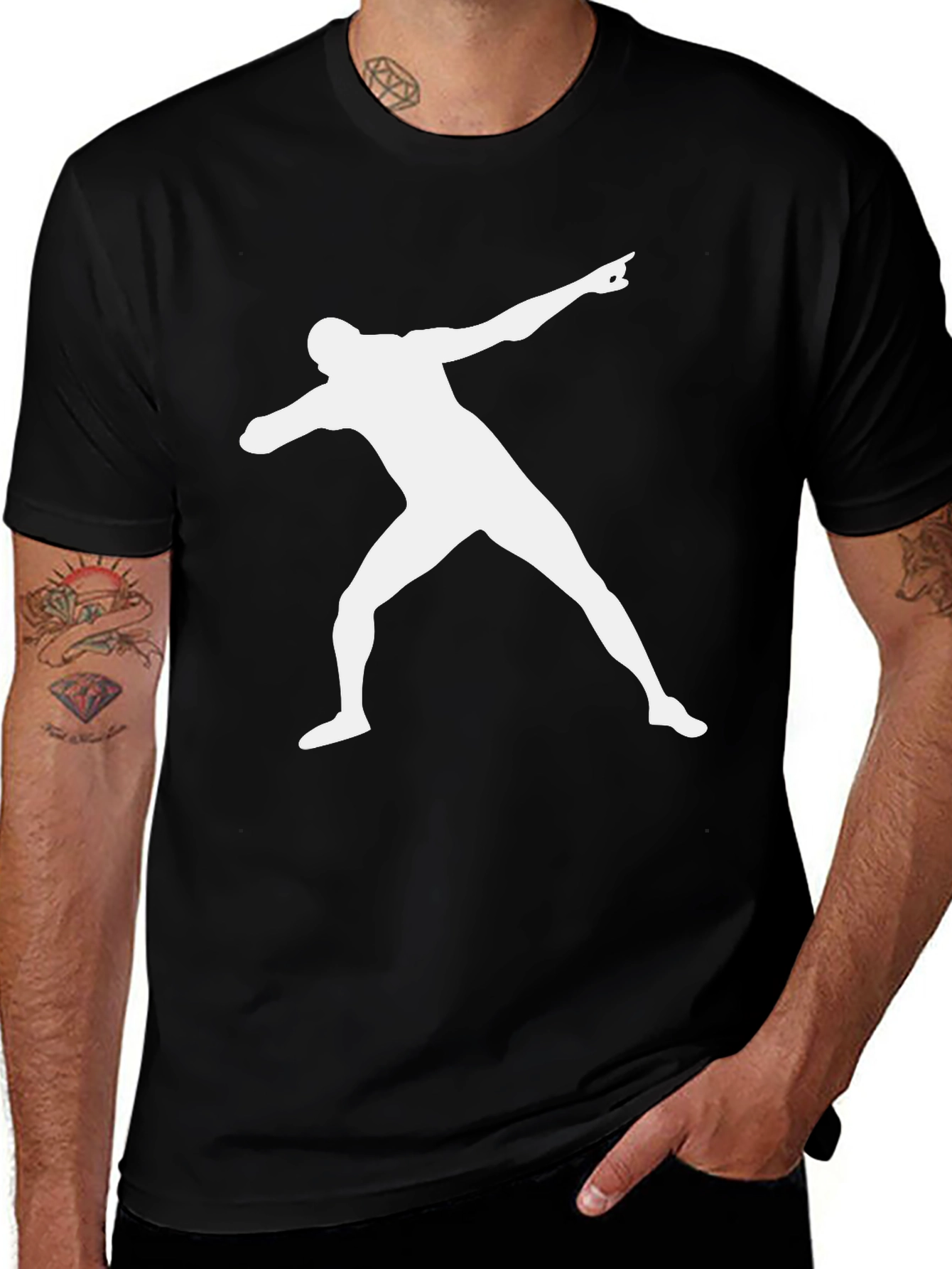 Variant 14 of Men's Black T-Shirt with Athlete Graphic