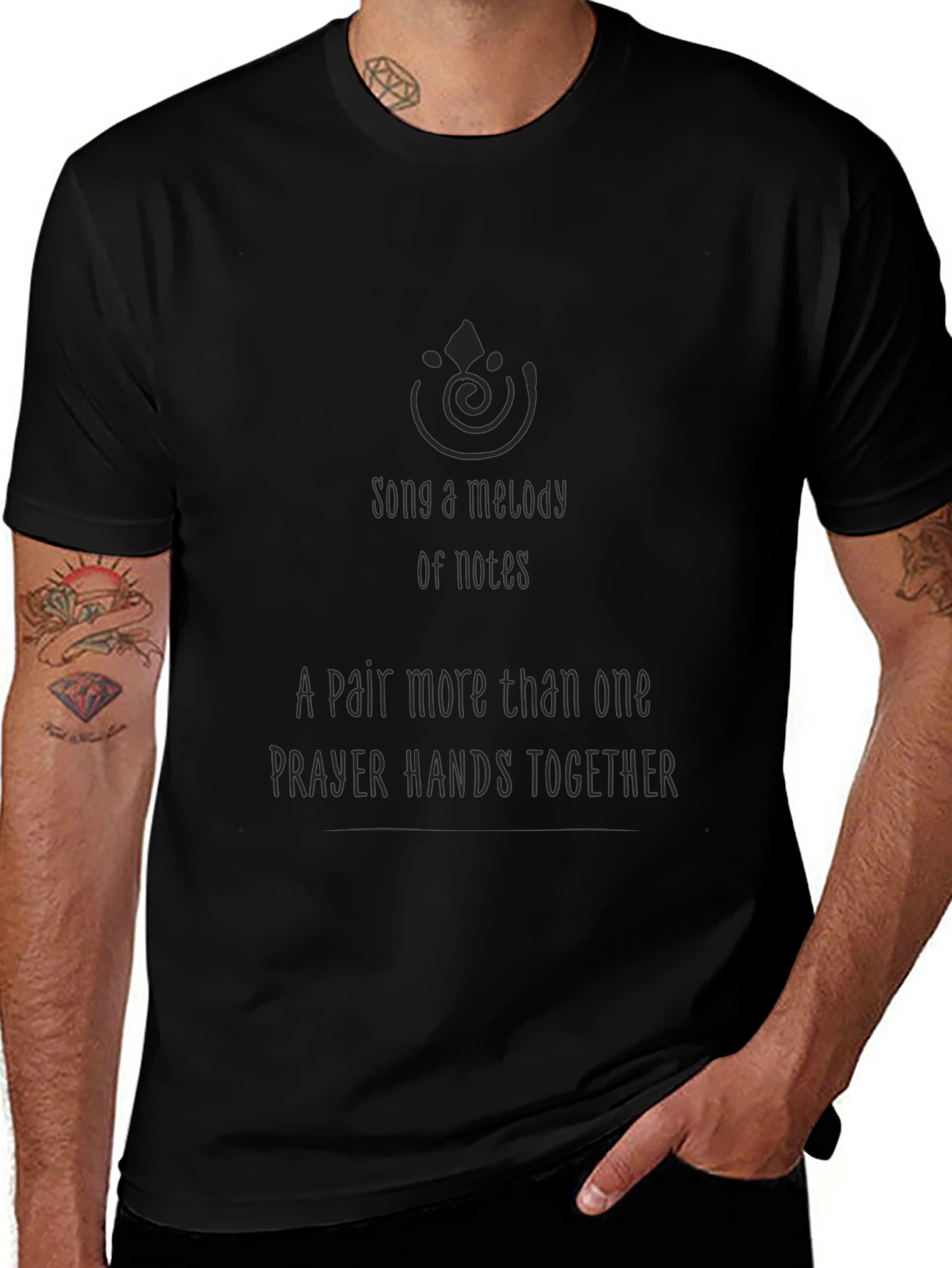 Song Melody Prayer Hands Graphic Tee - Black