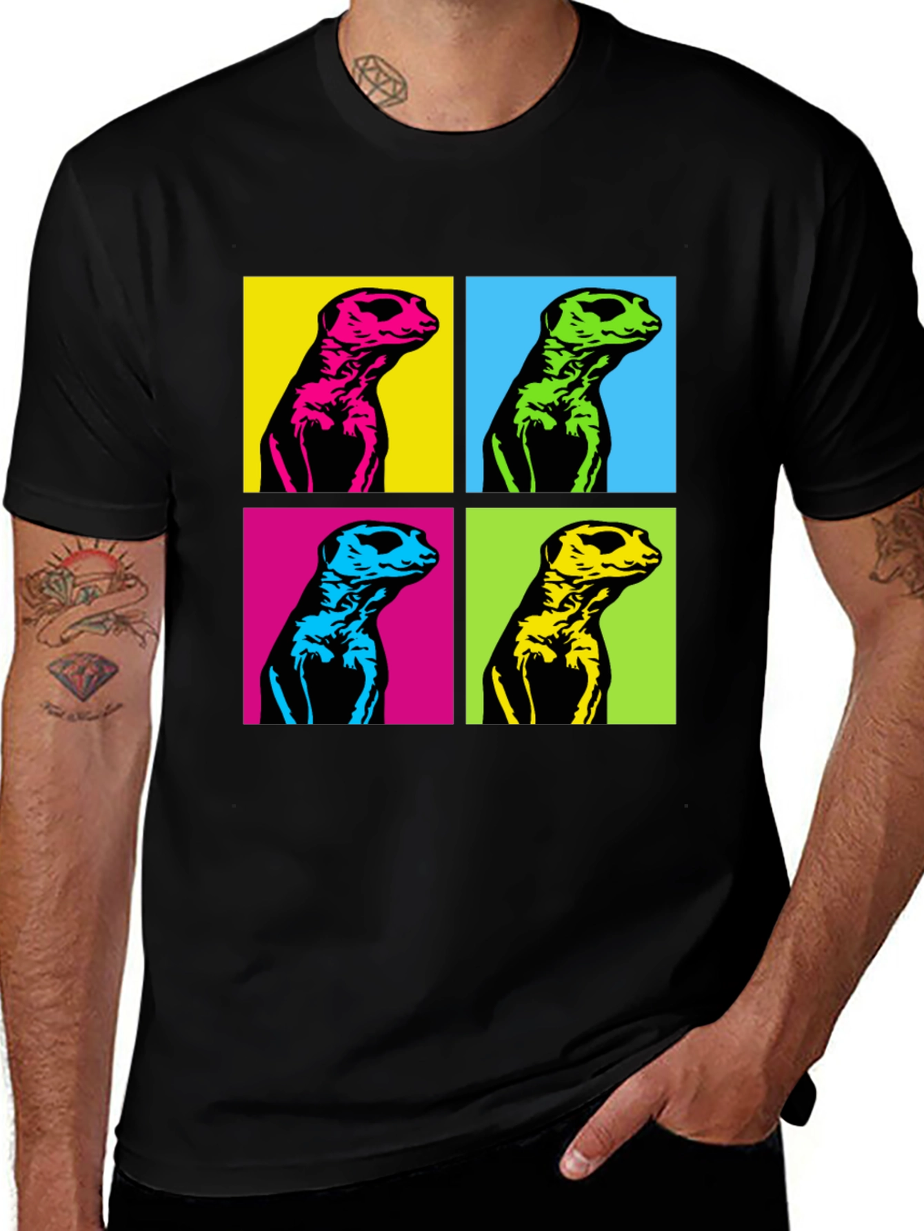 Variant 4 of Pop Art Meerkat Graphic Tee - Unique Animal T-Shirt