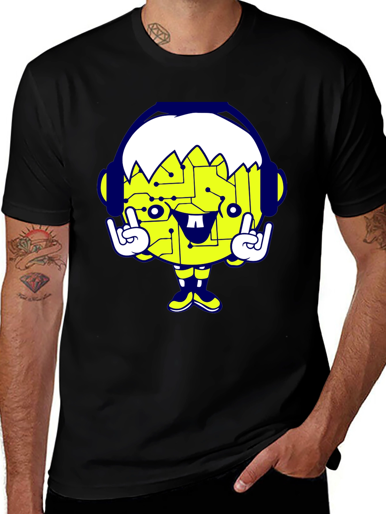 Variant 11 of Cool Cartoon Graphic Black T-Shirt