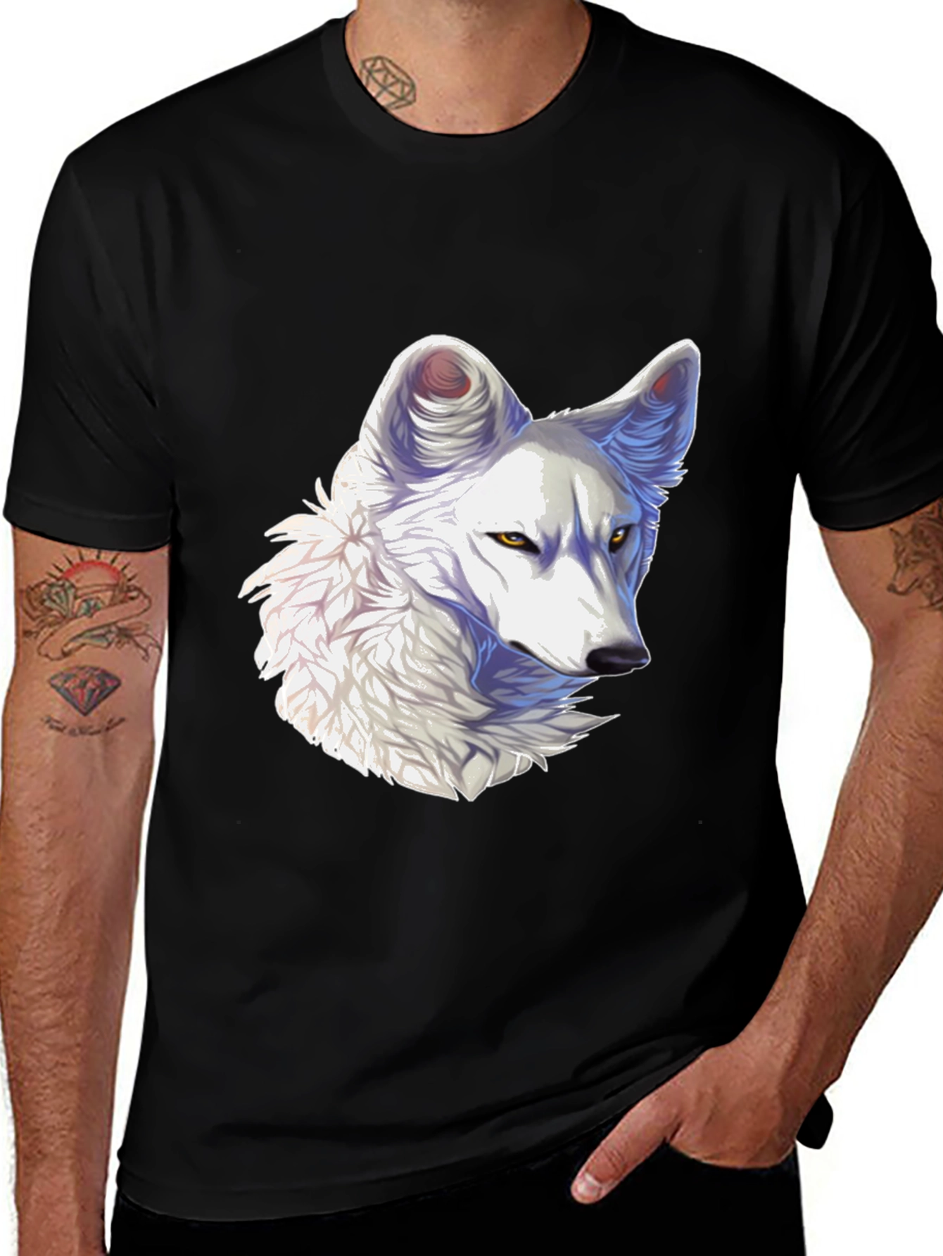Variant 26 of Arctic Wolf Graphic Tee - Black Cotton Blend