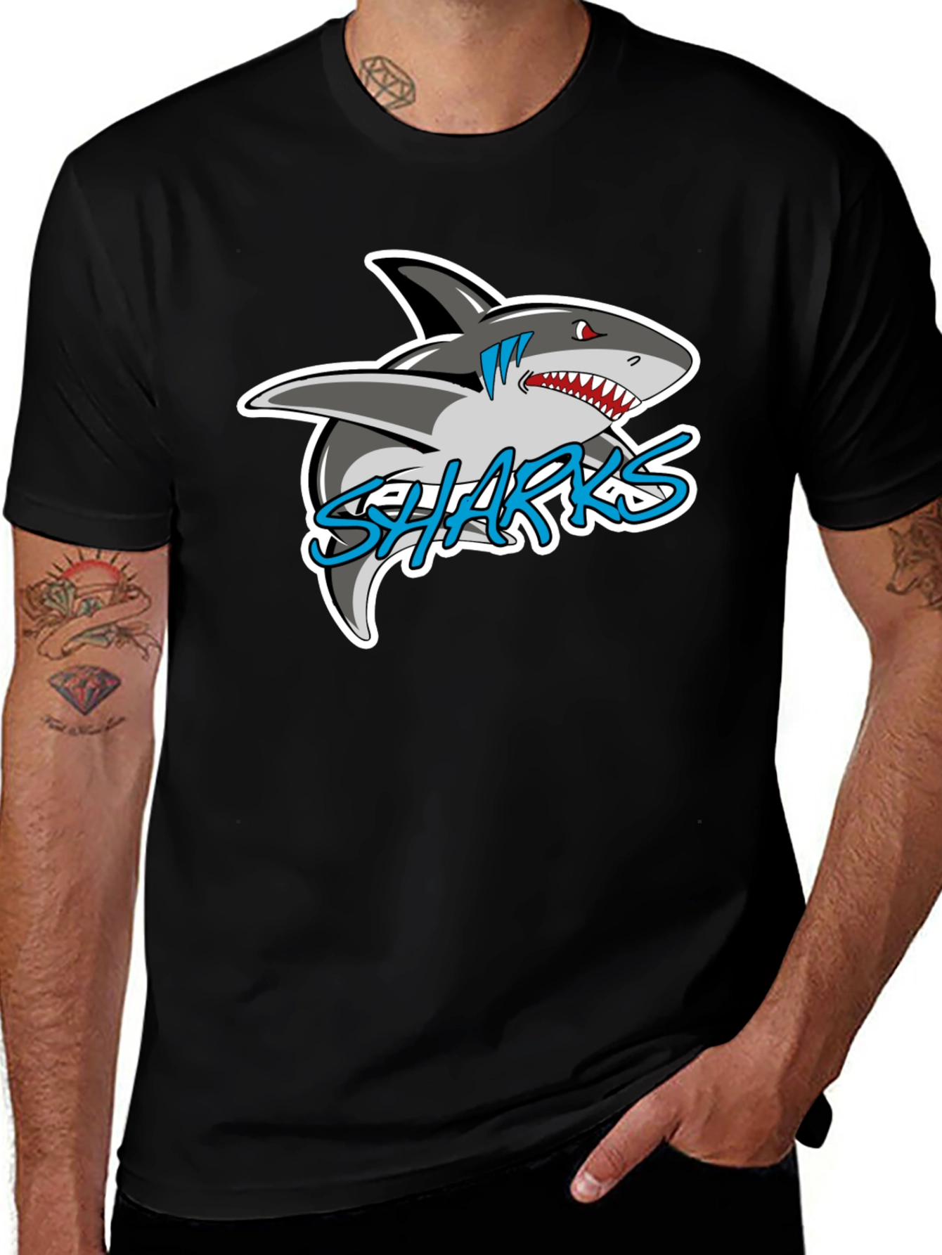 Variant 4 of Black Sharks Graphic T-Shirt