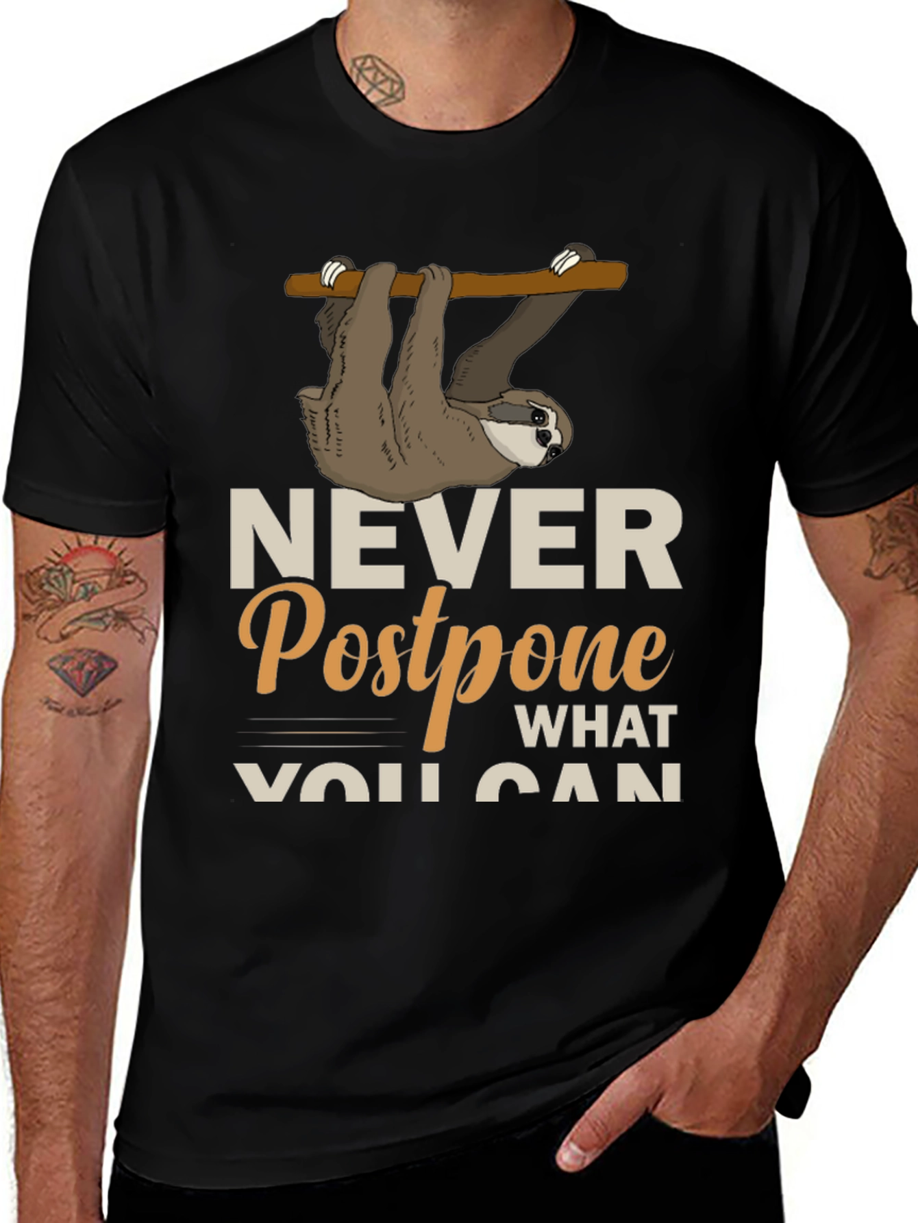 Variant 19 of Sloth Never Postpone Funny Graphic T-Shirt