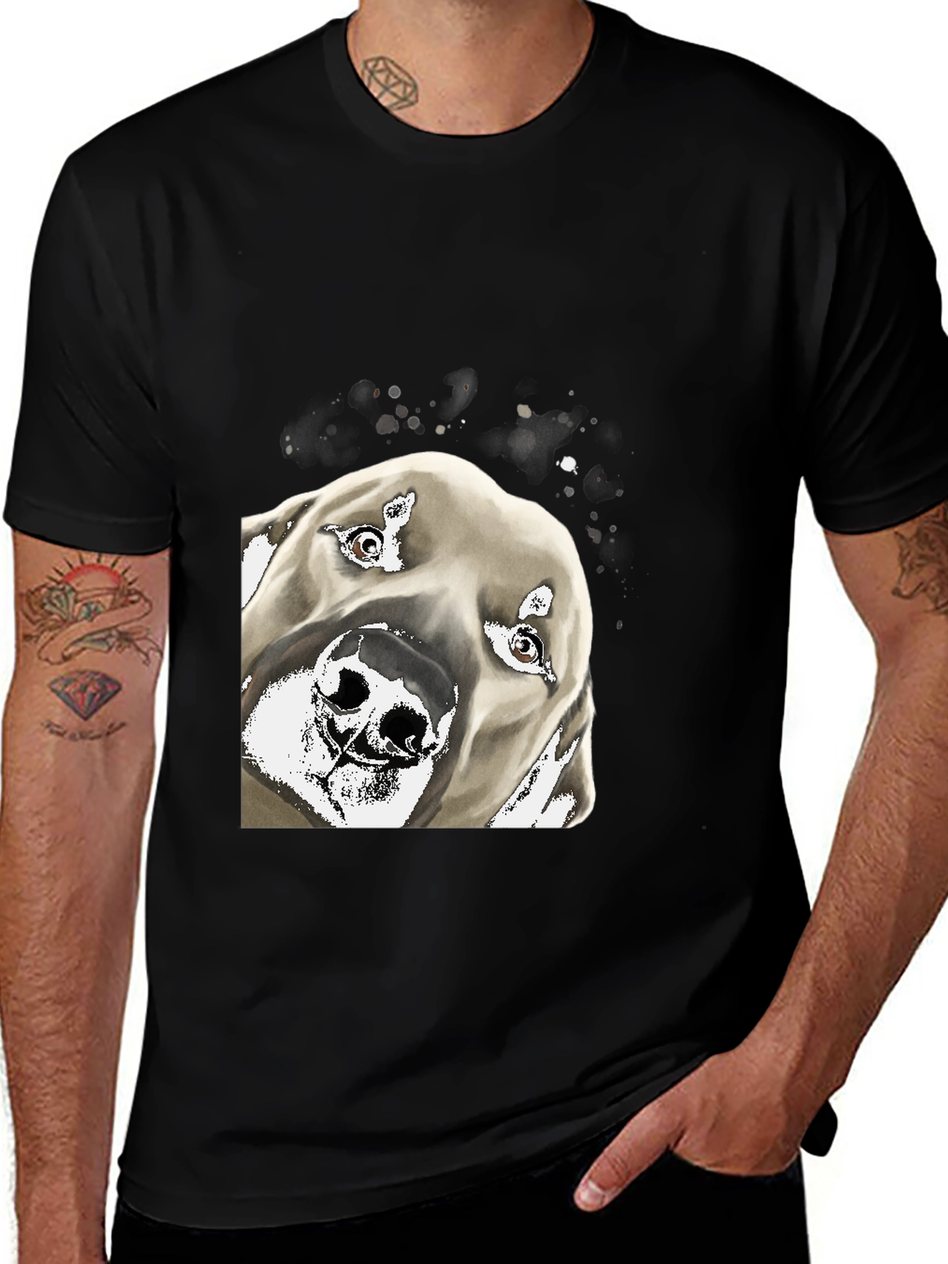 Variant 15 of Dog Portrait Graphic Tee - Men's Black T-Shirt
