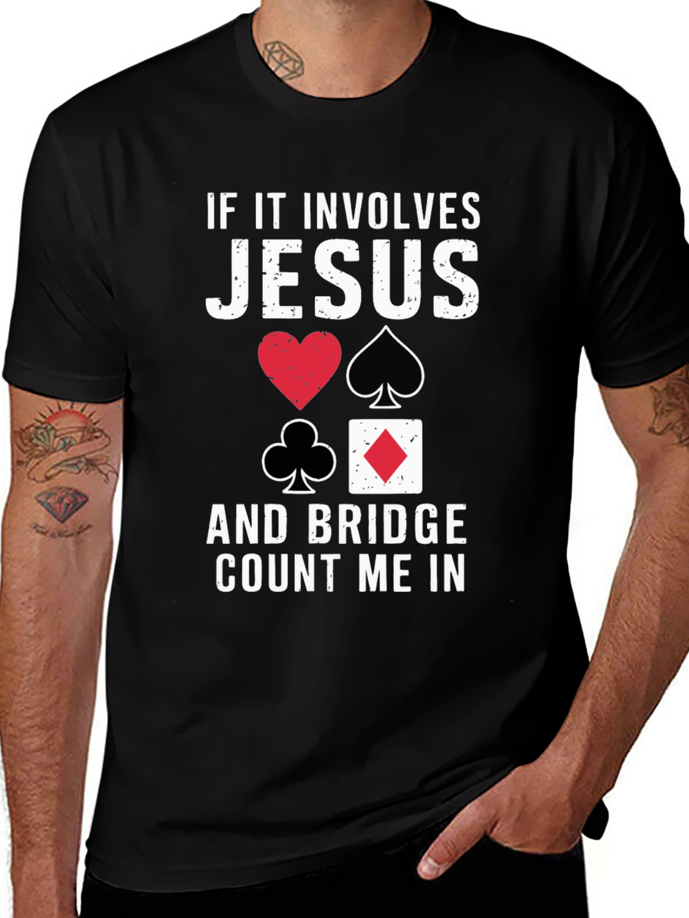 Variant 24 of Jesus and Bridge Game Black T-Shirt