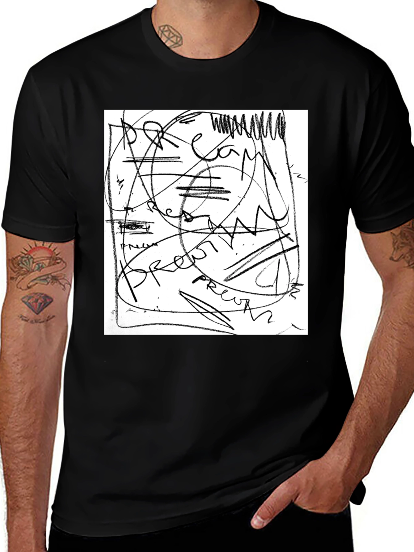 Variant 12 of Abstract Graphic Print Black T-Shirt
