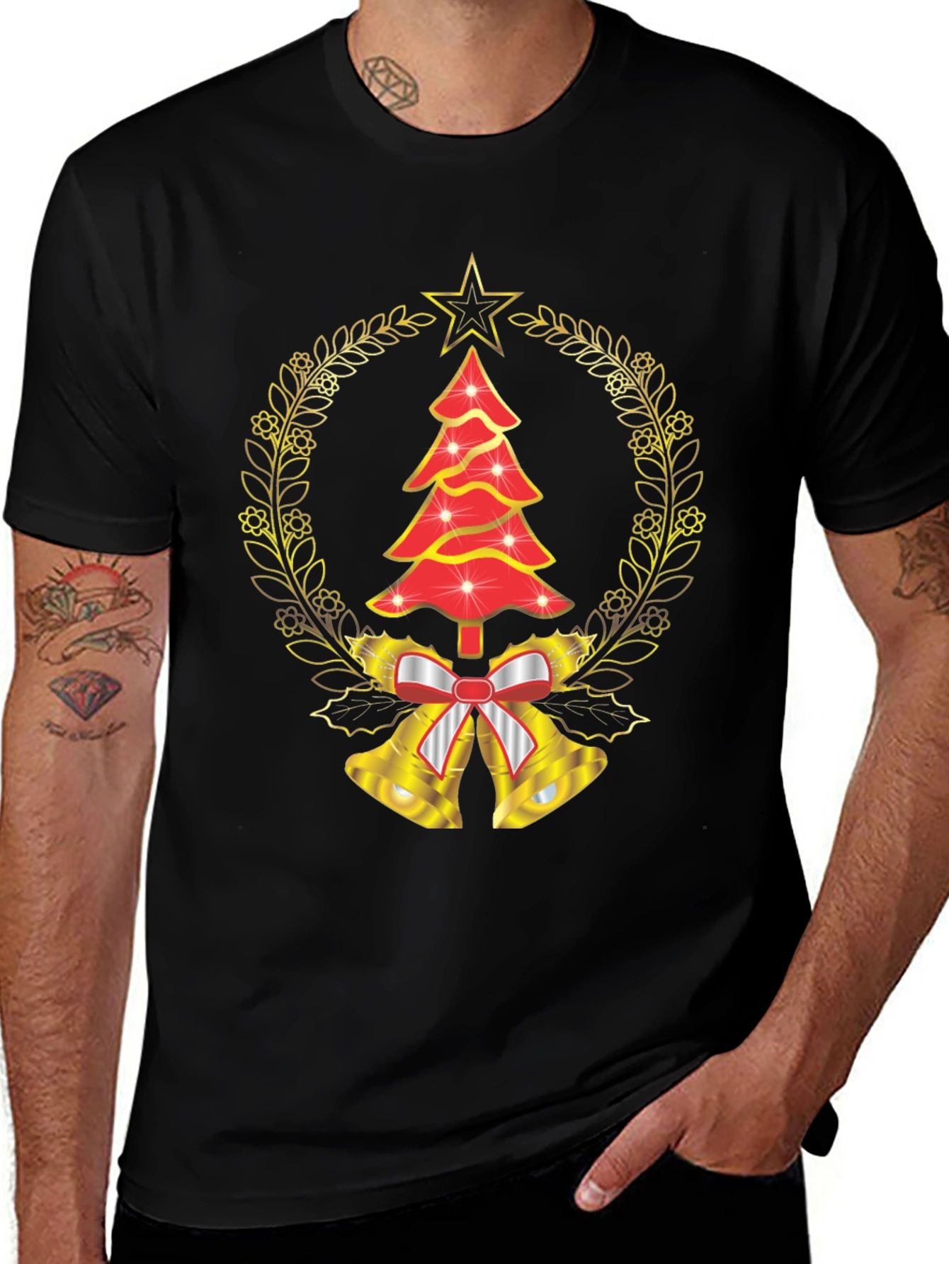 Variant 2 of Christmas Tree Bell Wreath Graphic Tee