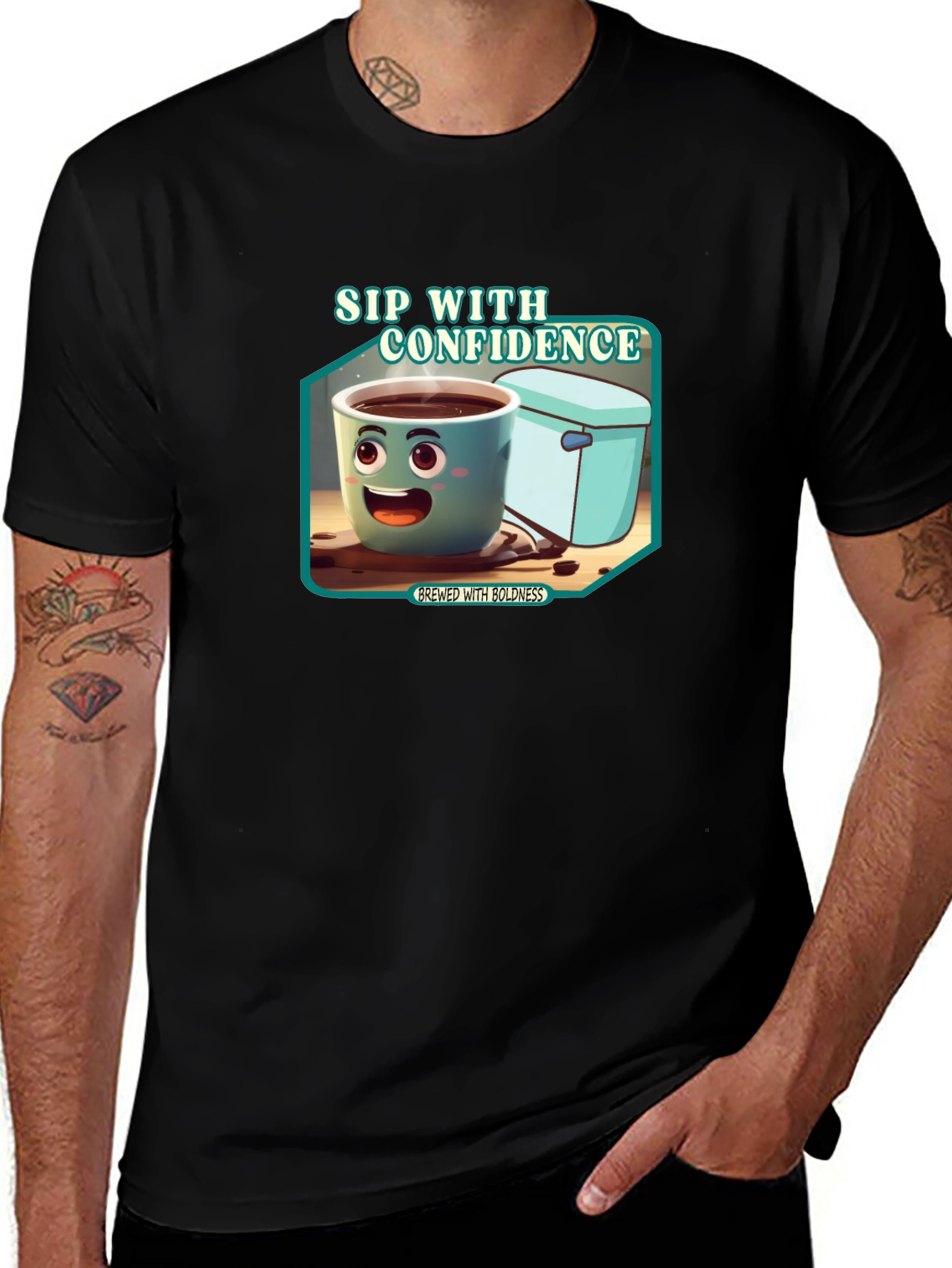 Variant 18 of Sip With Confidence Black T-Shirt