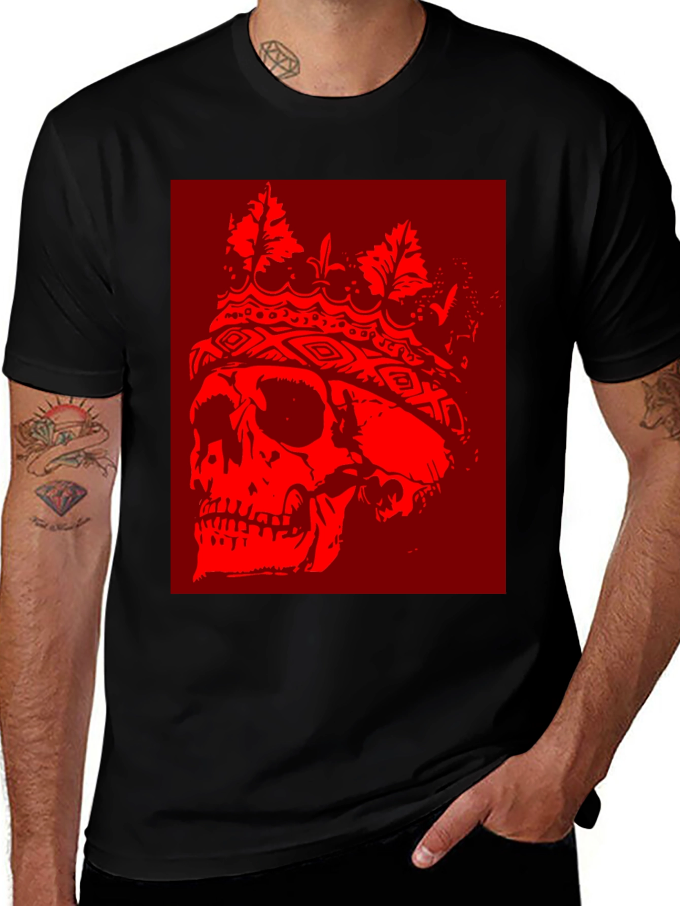 Skull King Graphic T-Shirt - Bold Red Design