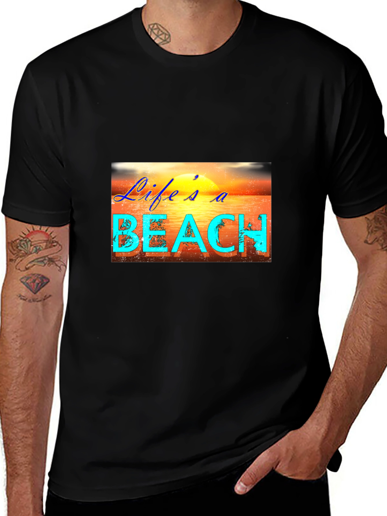 Variant 28 of Life's a Beach Graphic T-Shirt - Black