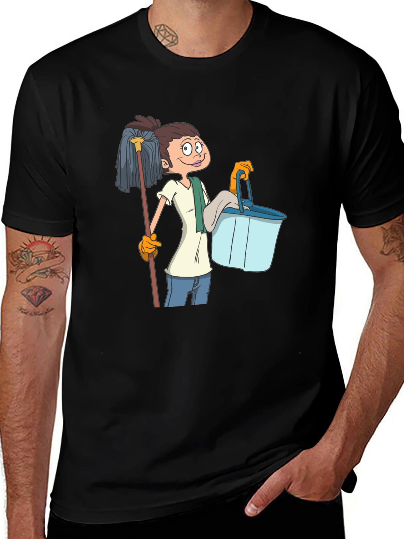 Variant 7 of Cartoon Cleaning Lady Graphic T-Shirt