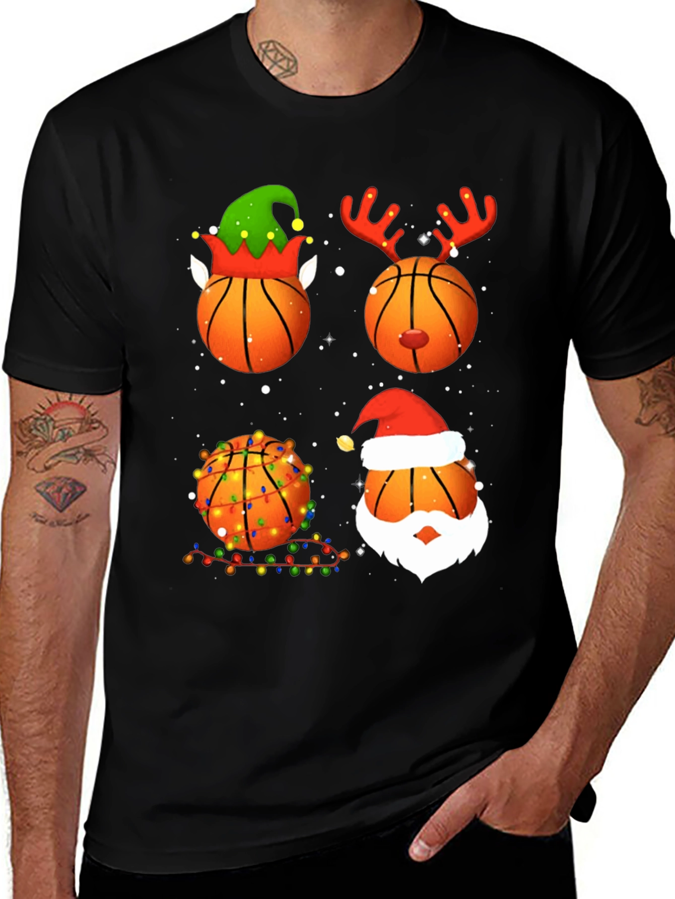 Variant 3 of Festive Basketball Christmas T-Shirt