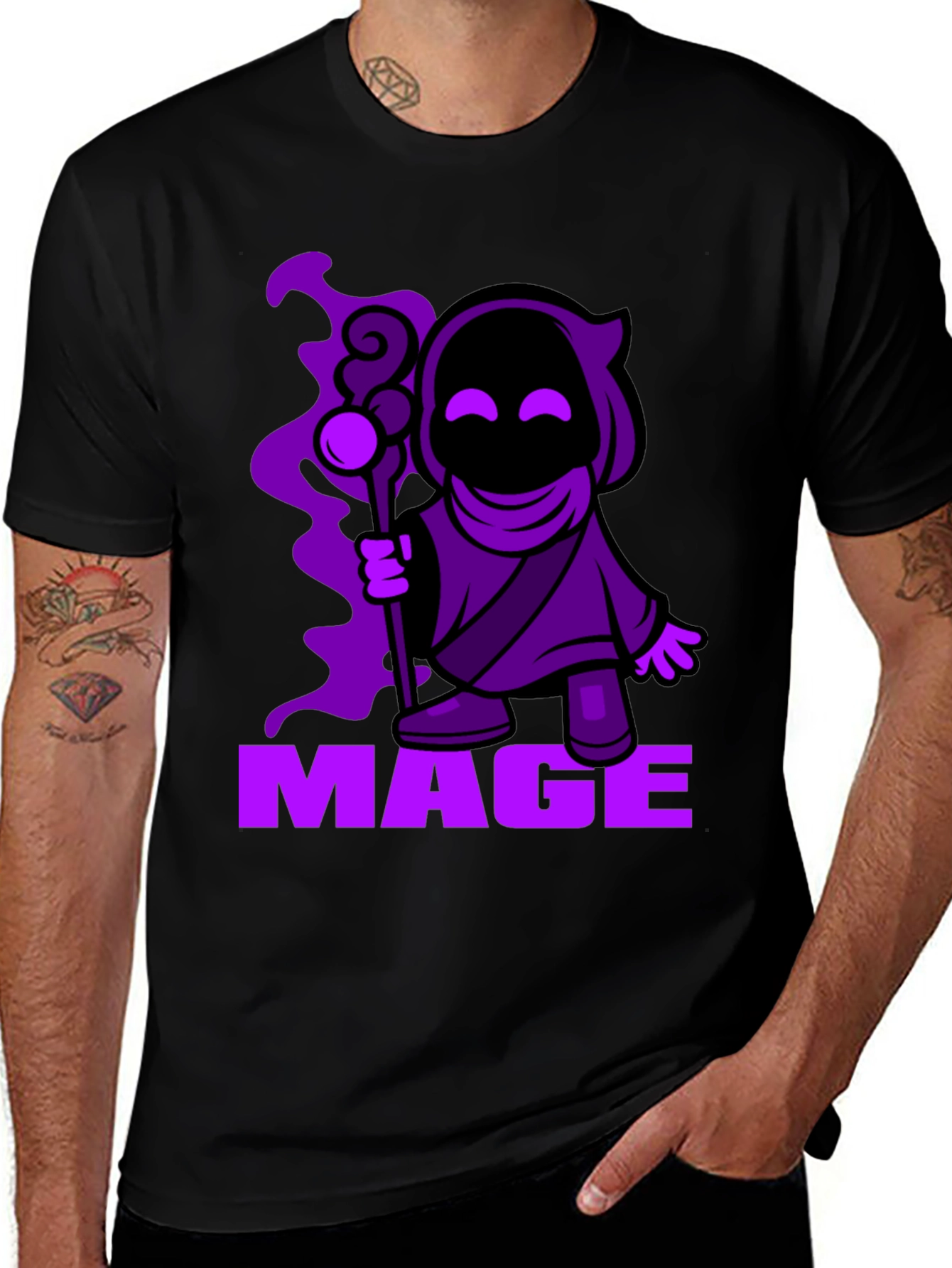 Variant 30 of Mage Cartoon Graphic Black T-Shirt
