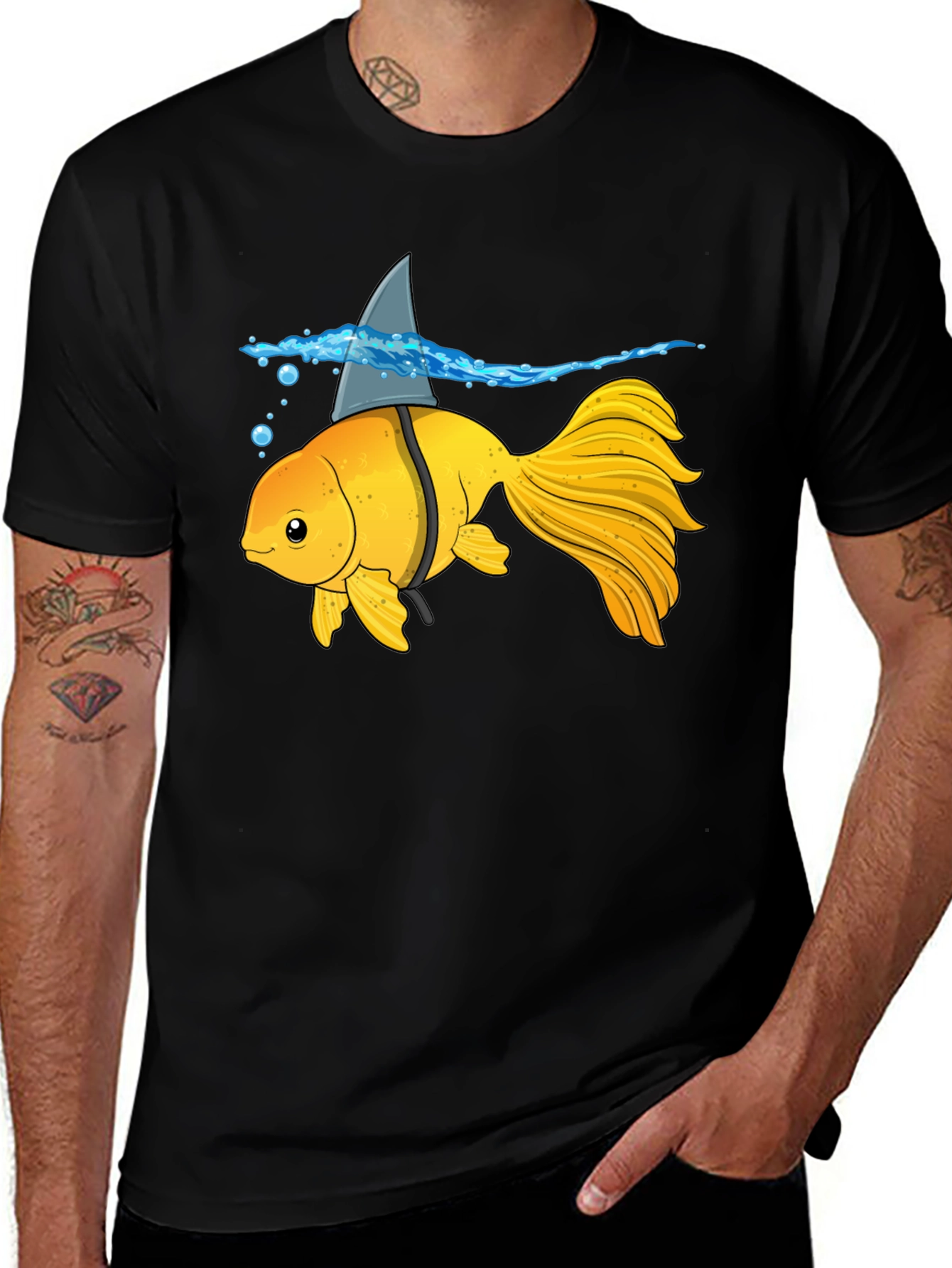 Variant 5 of Goldfish Shark Fin Humor T-Shirt