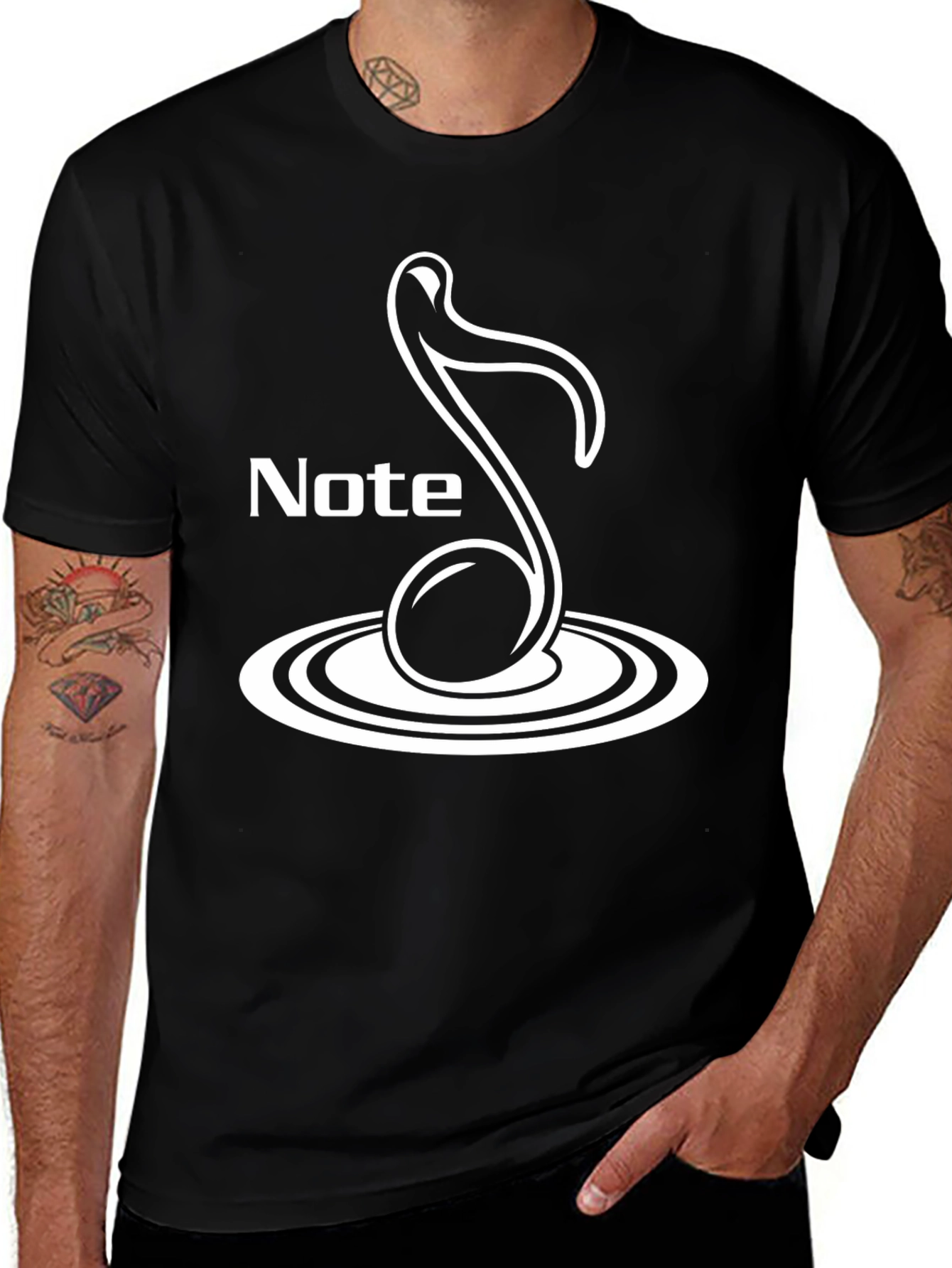 Variant 7 of Musical Note T-Shirt - Black Graphic Tee