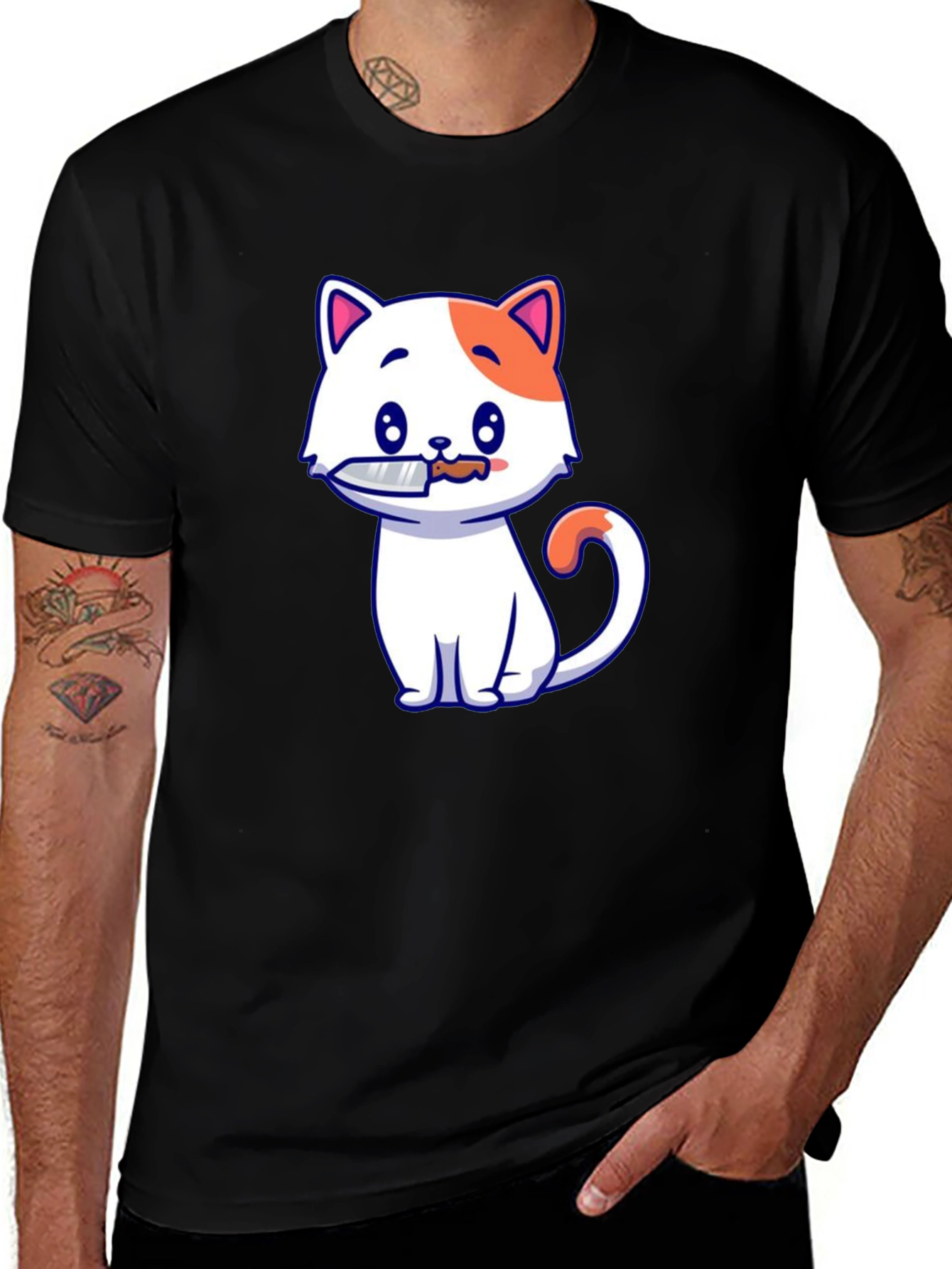 Variant 18 of Cat With Knife T-Shirt - Funny Graphic Tee